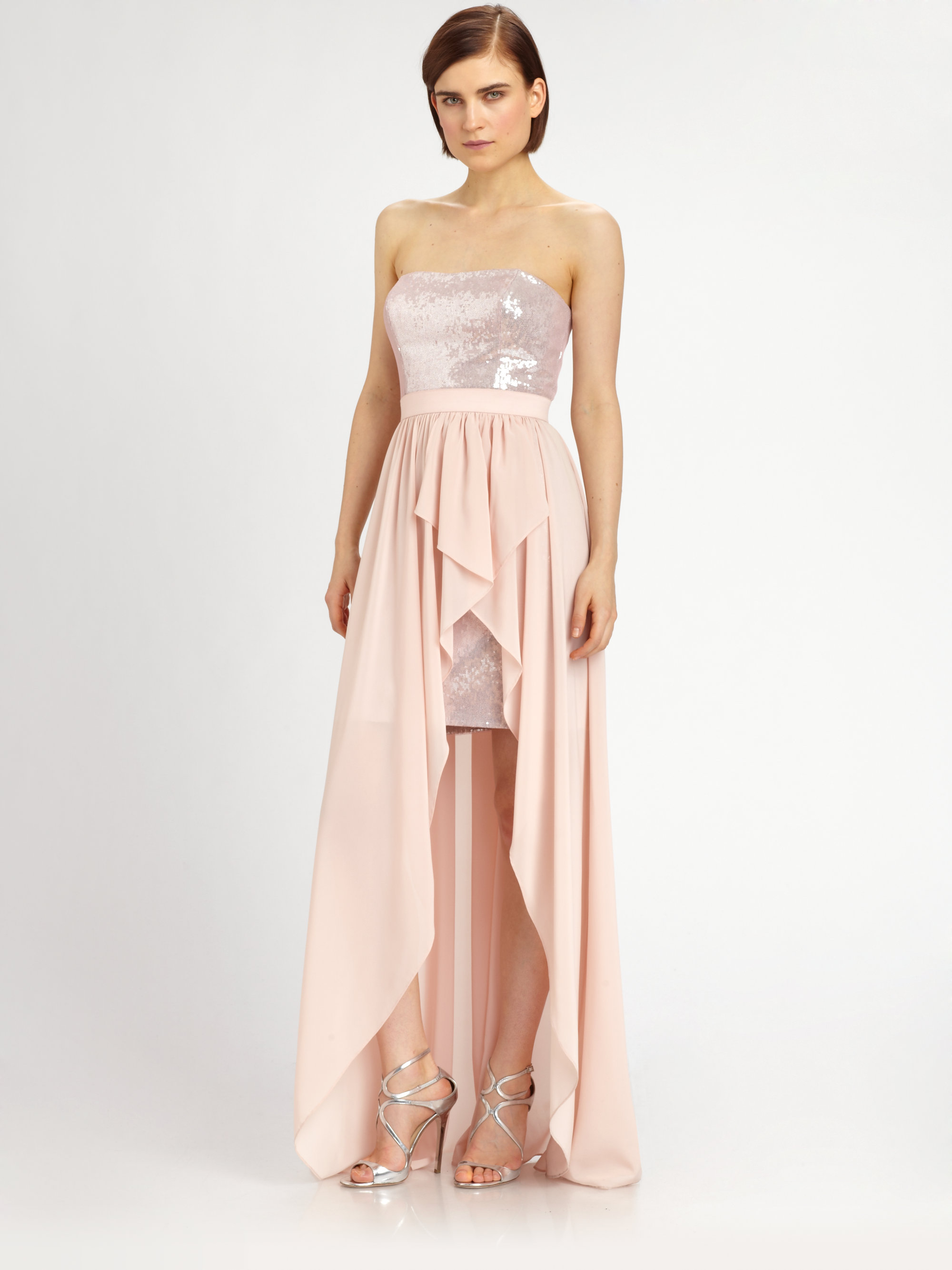 Lyst - Aidan Mattox Strapless Sequined Dress in Pink