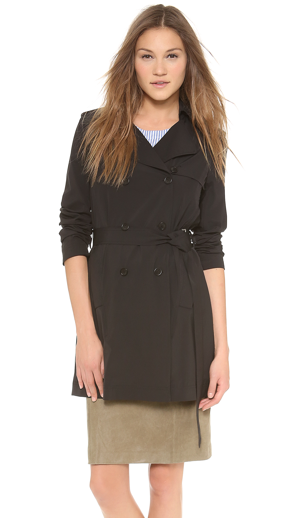 Lyst - Theory Trento Kota Trench Coat in Black