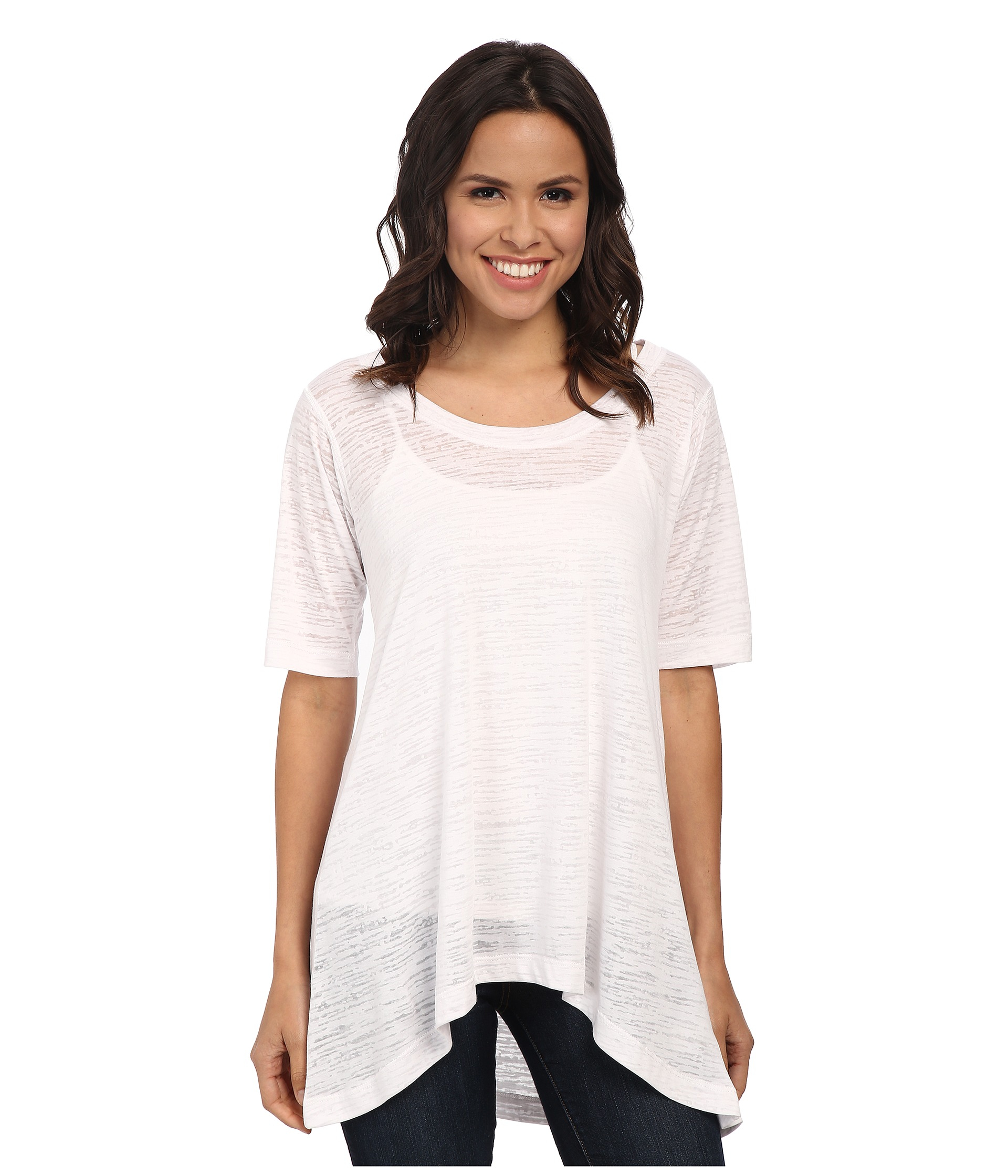 Lyst - Nally & millie Burnout Half Long Sleeve Tunic in White