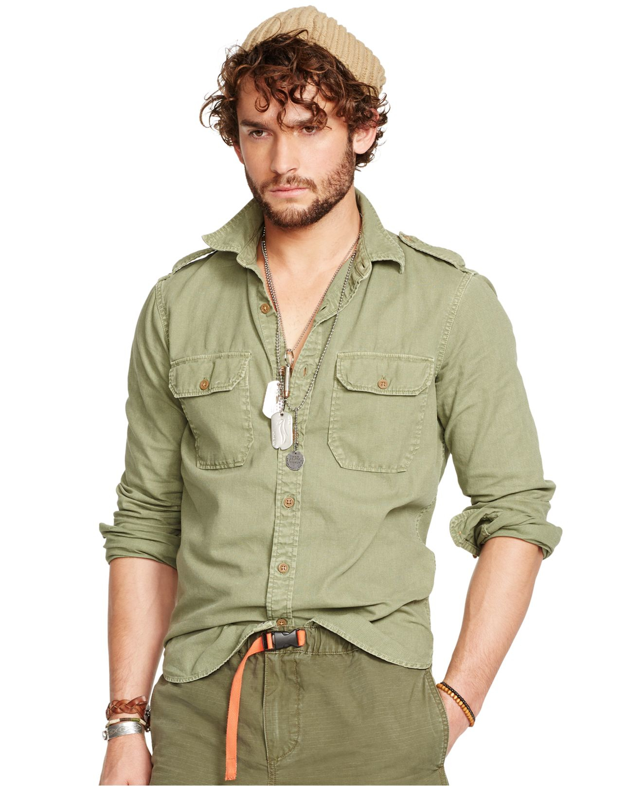 Lyst - Denim & Supply Ralph Lauren Cotton Military Sport Shirt in Green ...