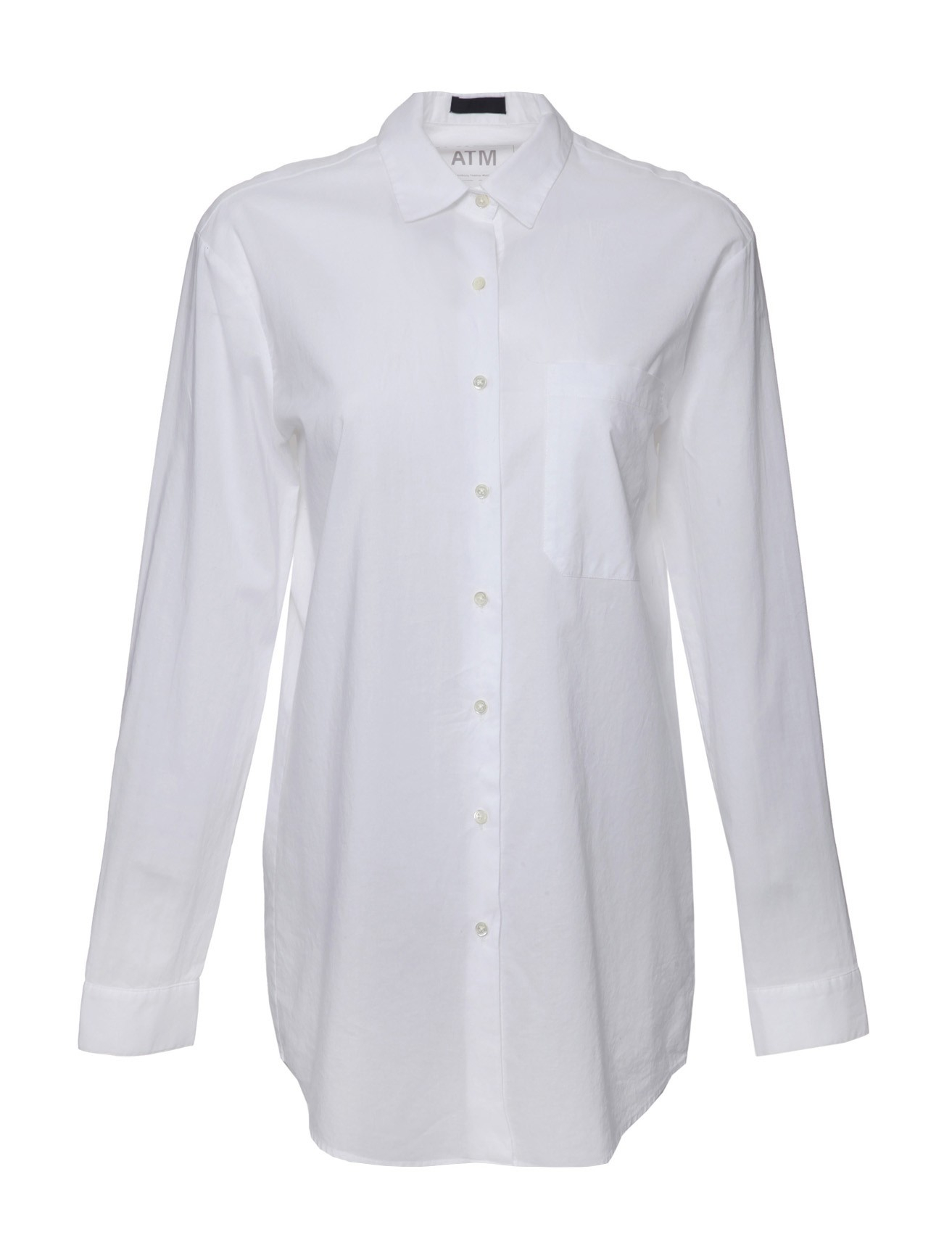 Atm Long Sleeve Cotton Button Down Shirt in White | Lyst