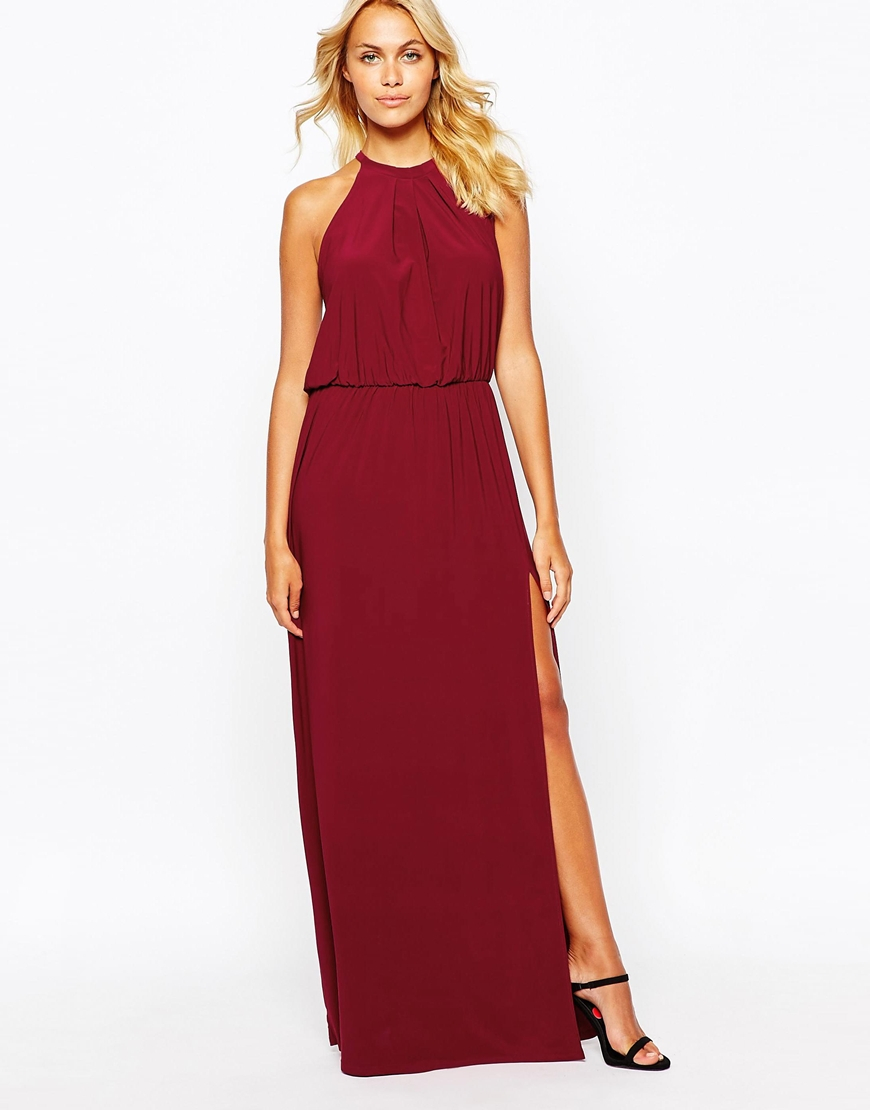 Lyst - Love High Neck Maxi Dress With Cut Away Shoulder in Purple