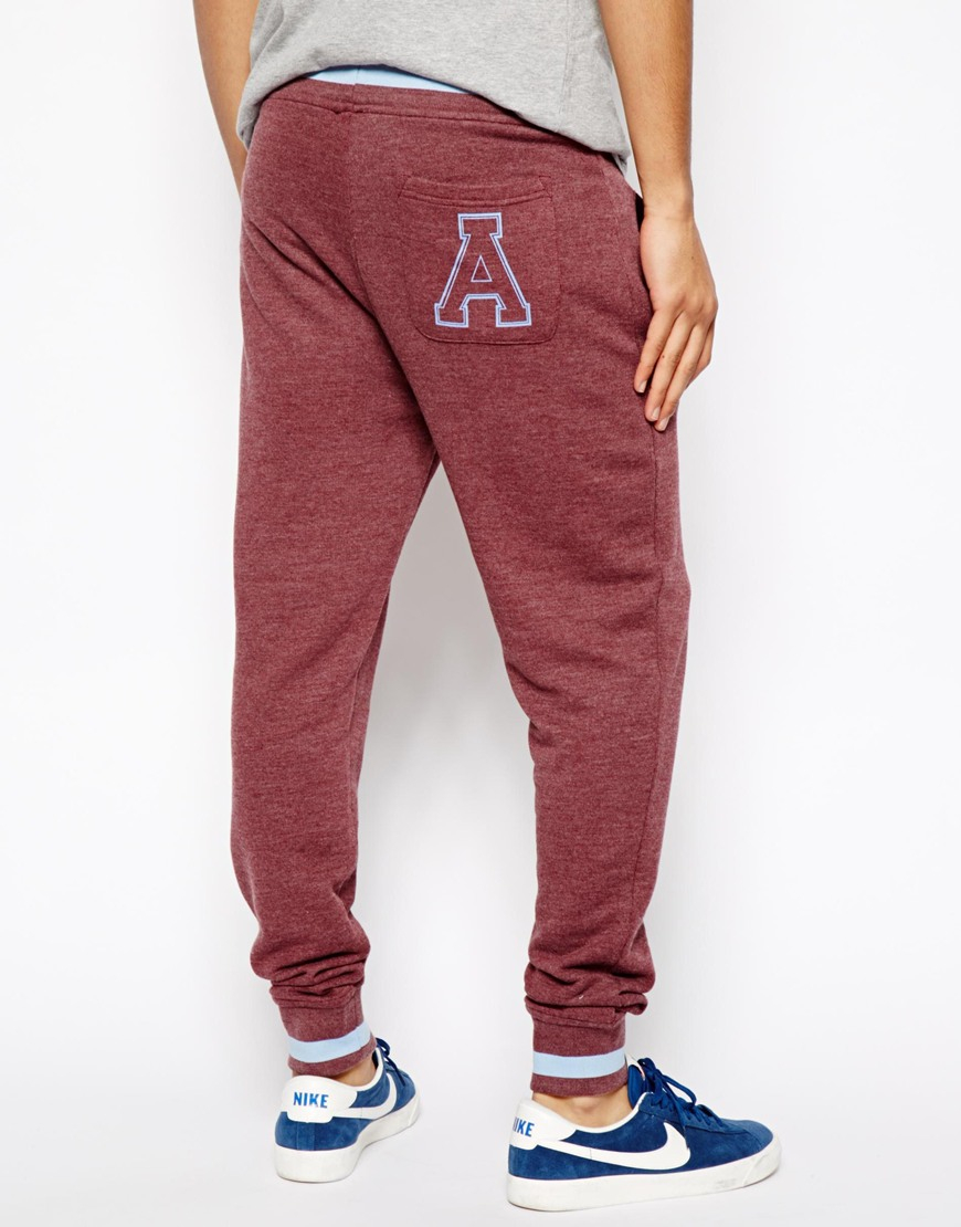 Lyst - Asos Skinny Sweatpants with A Back Pocket in Red for Men