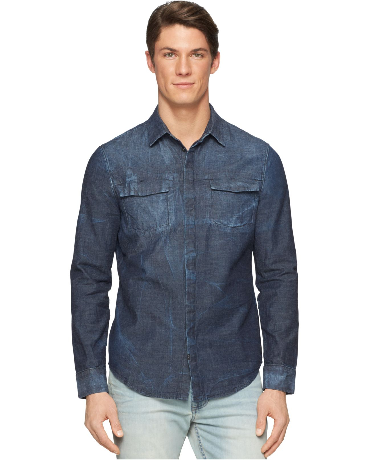 Calvin klein jeans Reverse Vapor Denim Shirt in Blue for Men | Lyst