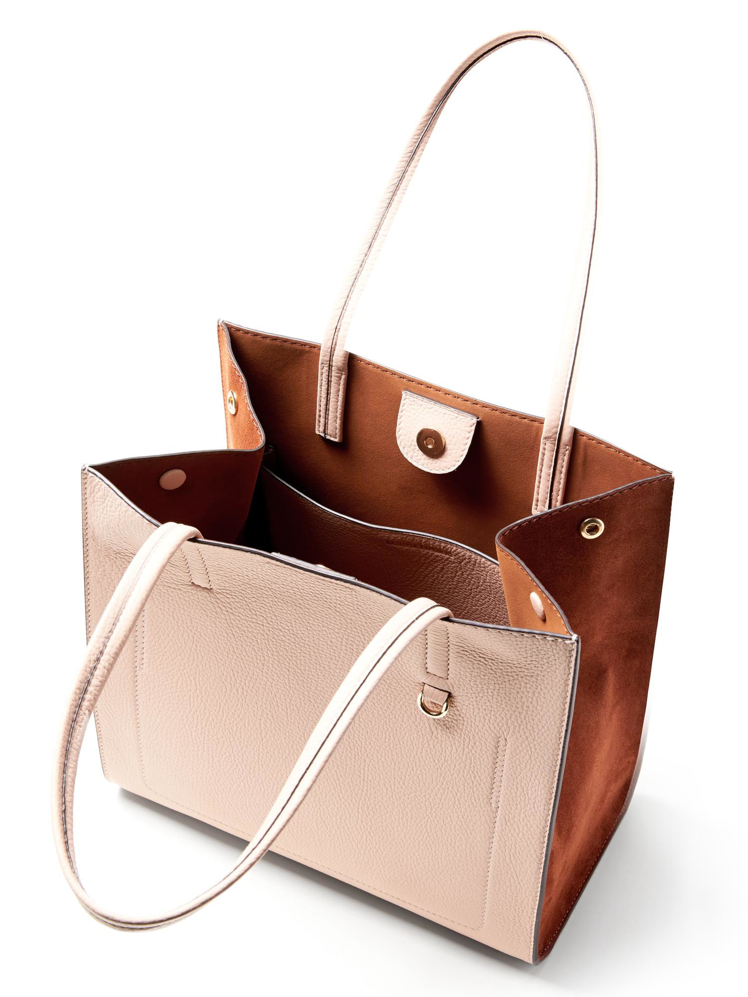 Lyst Banana Republic Pebbled Italian Leather Tote In Pink Gallery