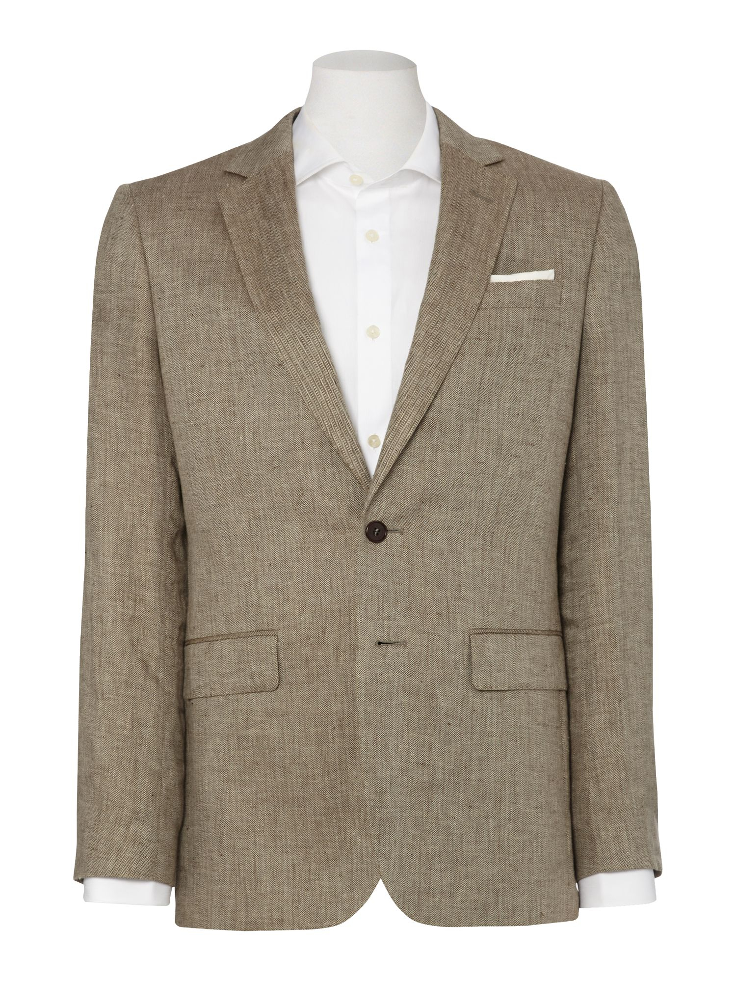 Jaeger Herringbone Single Breasted Suit Jacket in Brown for Men (Light ...