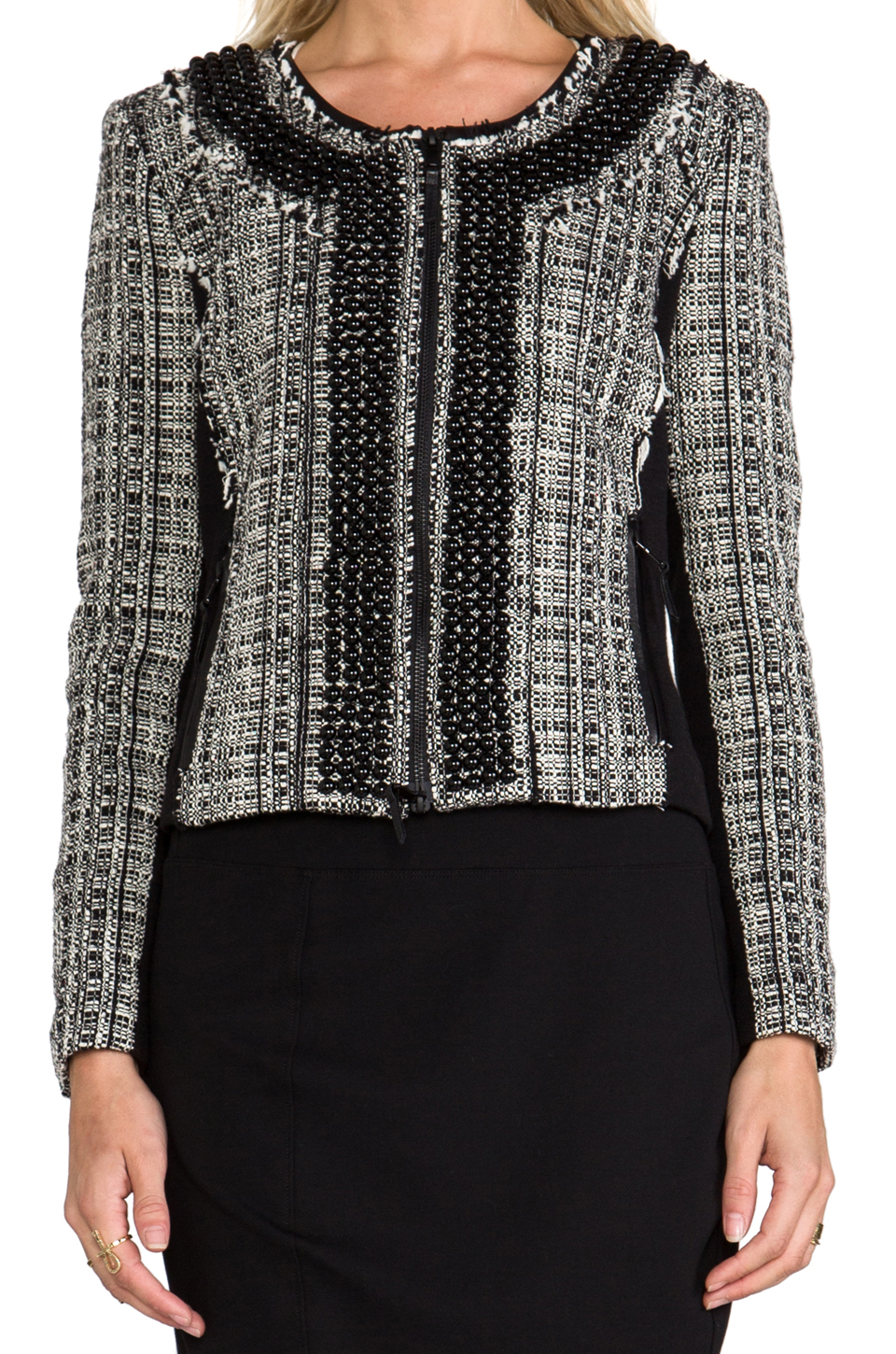 Lyst - Milly Black and White Tweed Jacket in Black in Gray