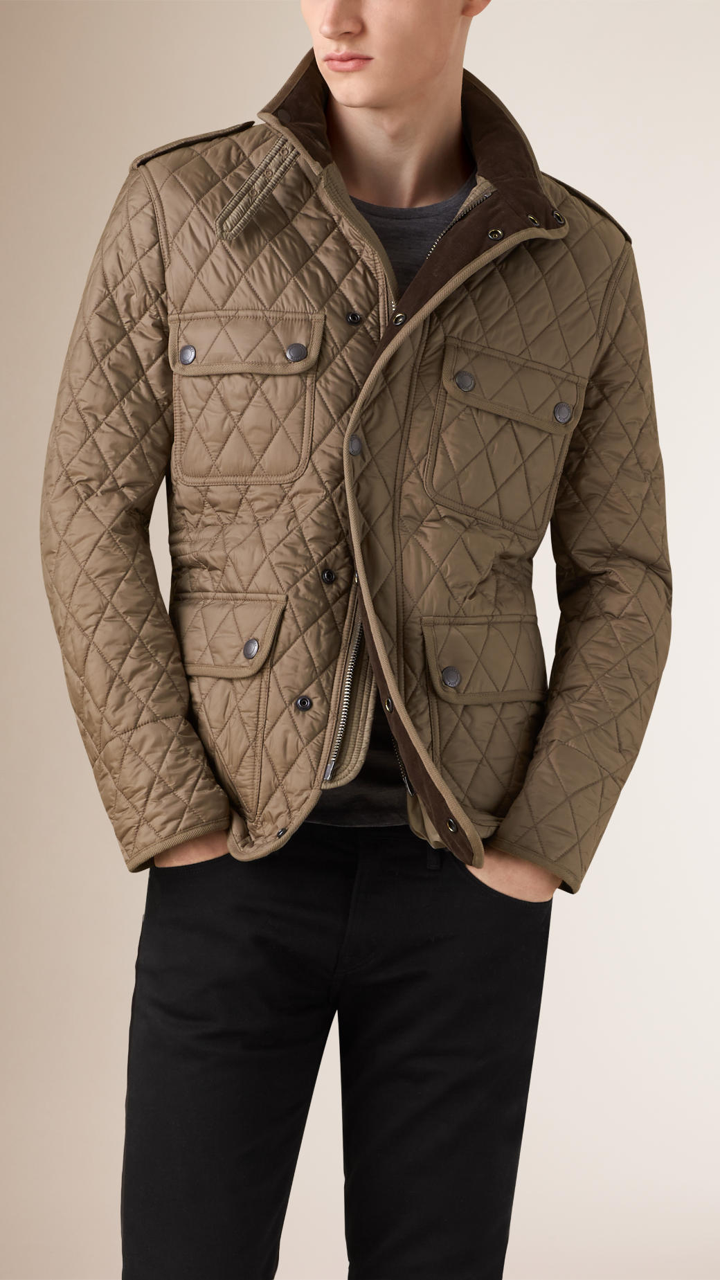 Lyst Burberry Diamond Quilted Field Jacket In Natural For Men Gallery