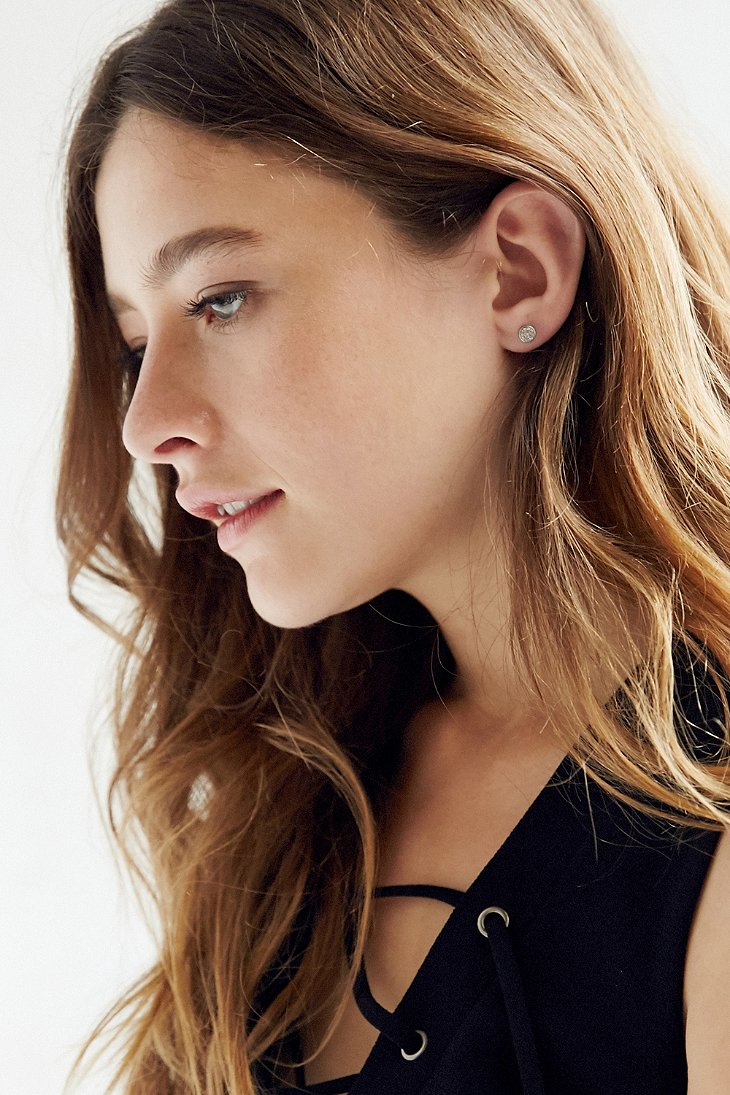 Lyst Adina Reyter Super Tiny Pave Disc Earring In Metallic Gallery