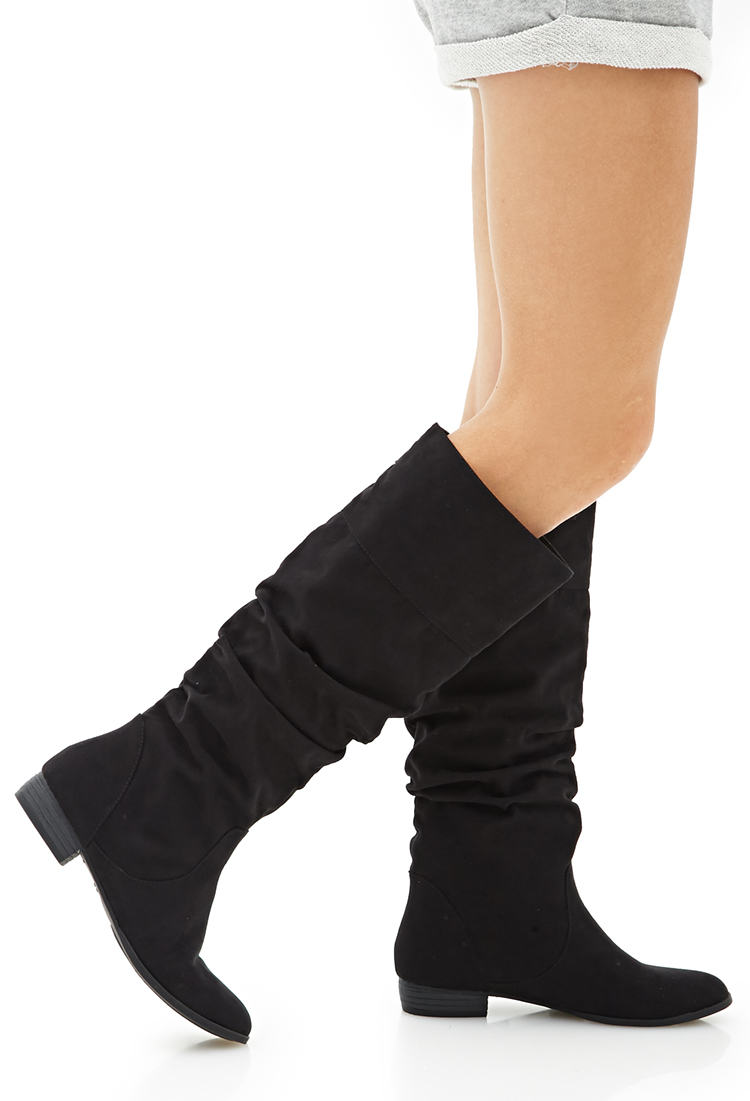 black faux suede boots