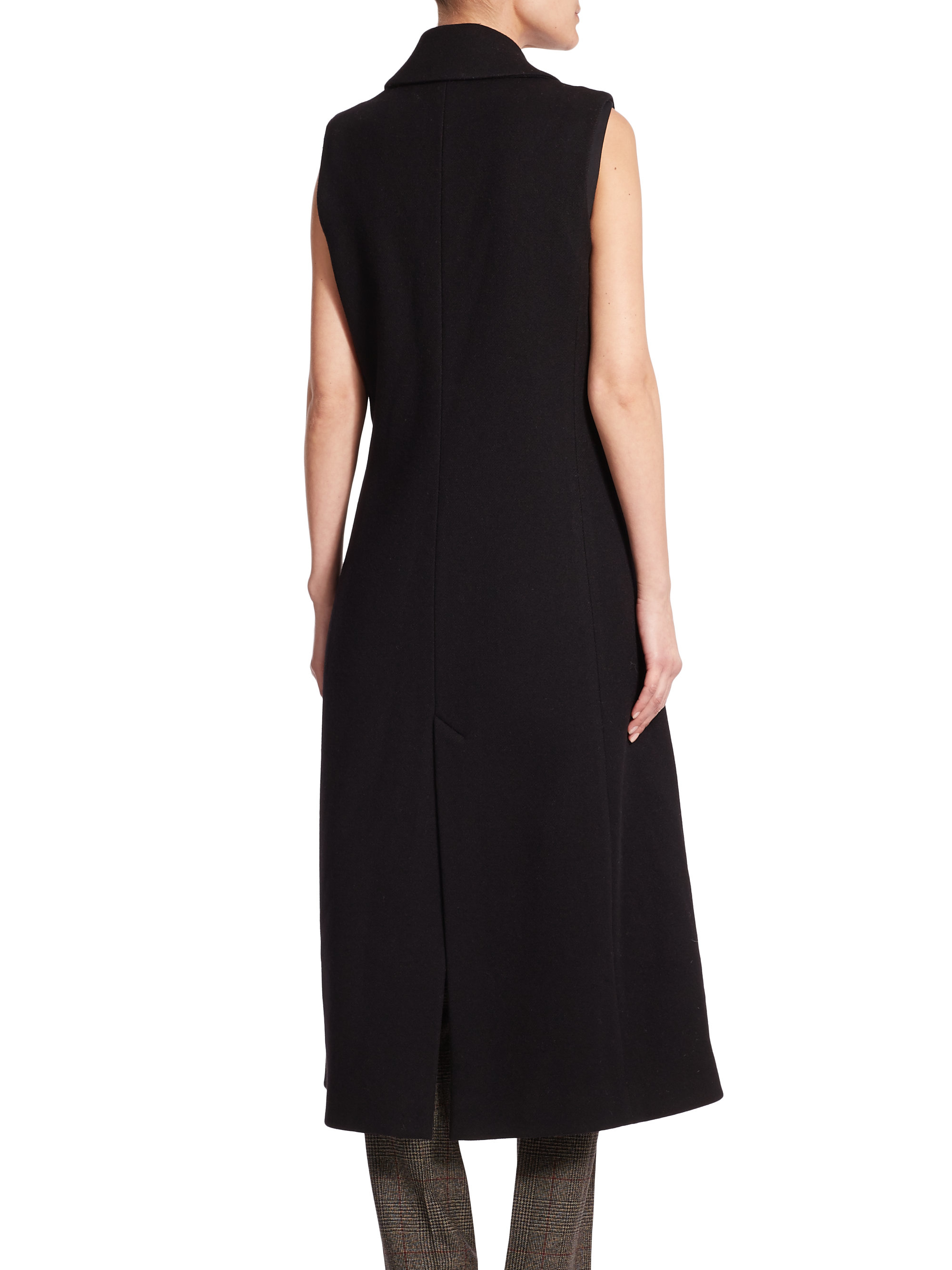 Lyst - Theory Tremayah Bolton Stretch-wool Sleeveless Coat in Black