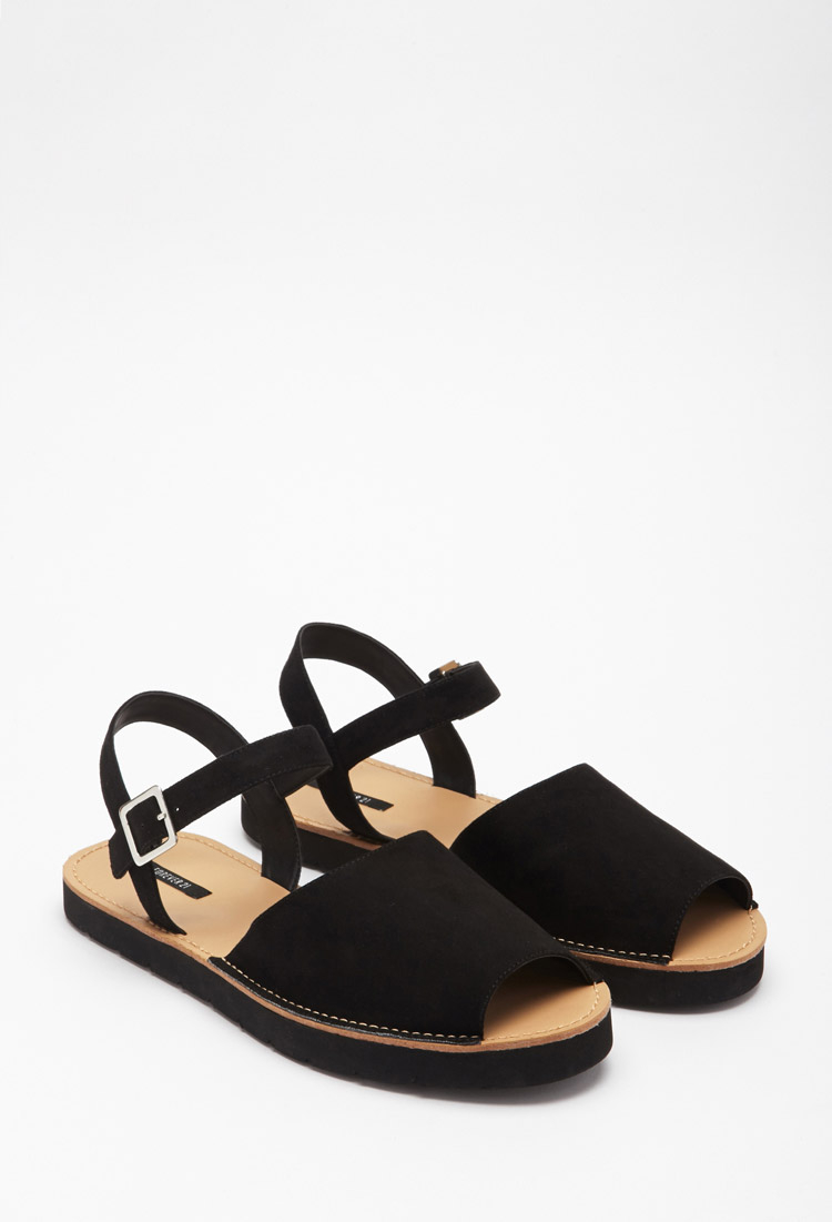 forever 21 sandals forever 21 faux suede avarca sandals in black lyst forever 21 sandals forever 21 faux suede avarca sandals in black lyst