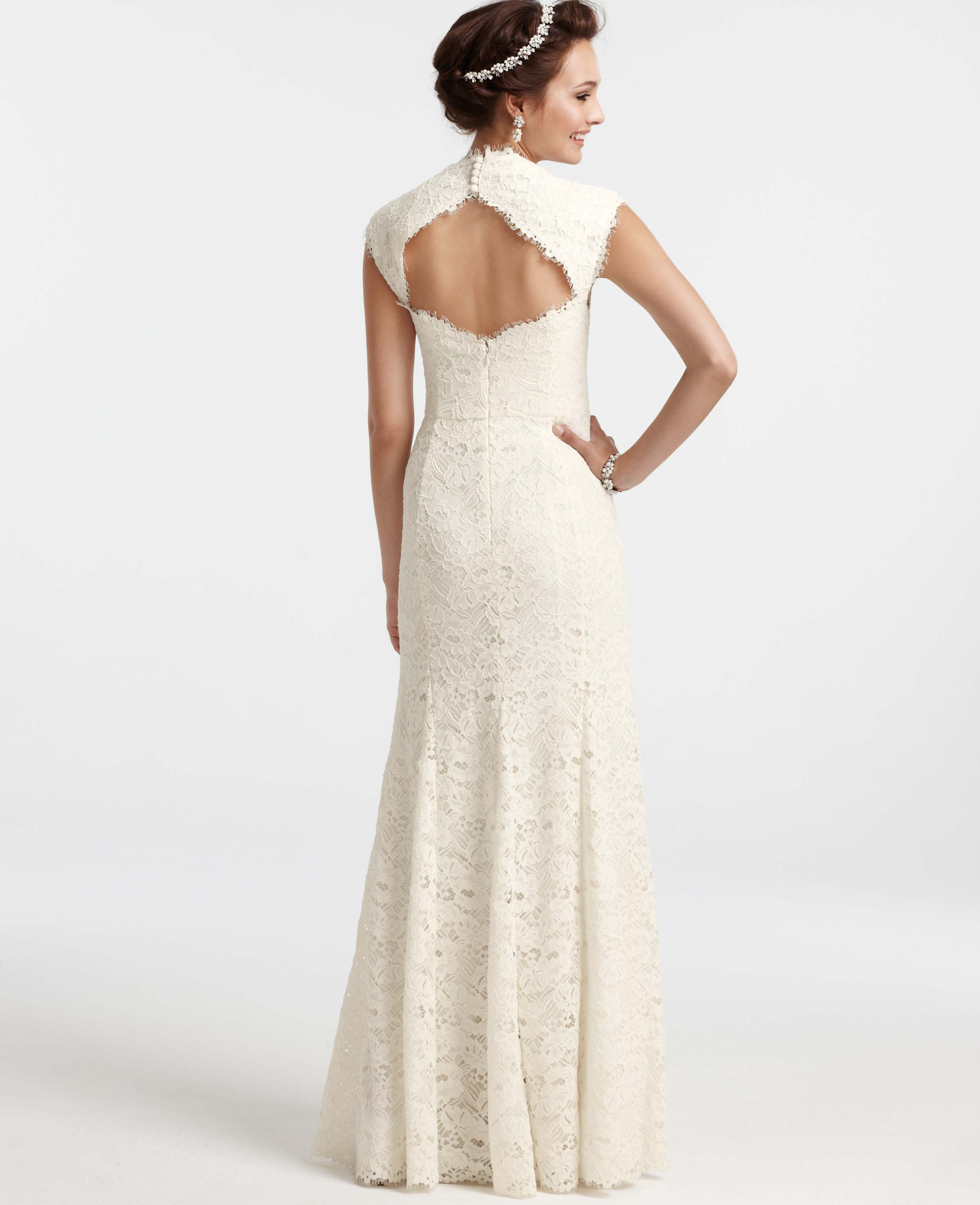 Ann taylor Isabella Lace Wedding Dress in White | Lyst