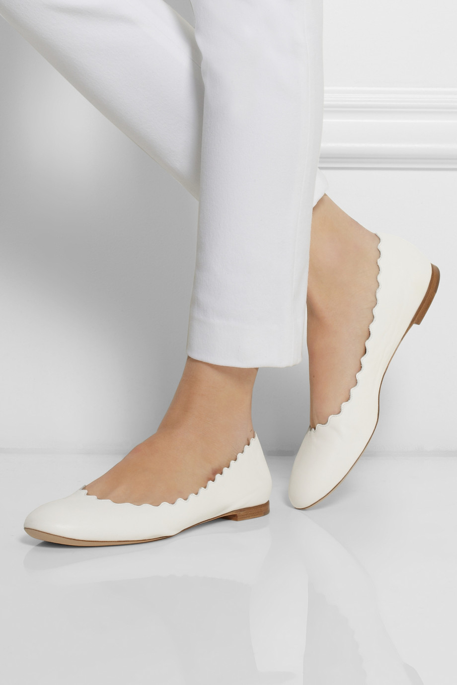 Lyst - Chloé Lauren Leather Ballet Flats in White