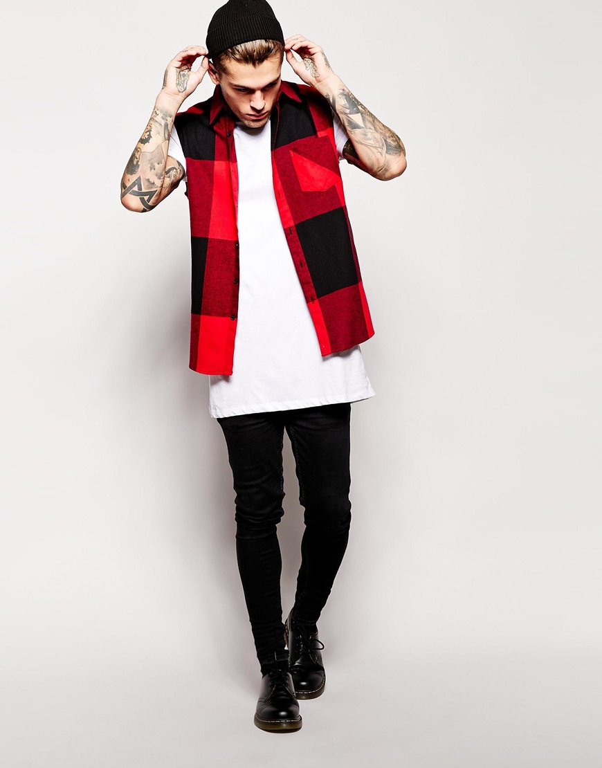 sleeveless check shirt