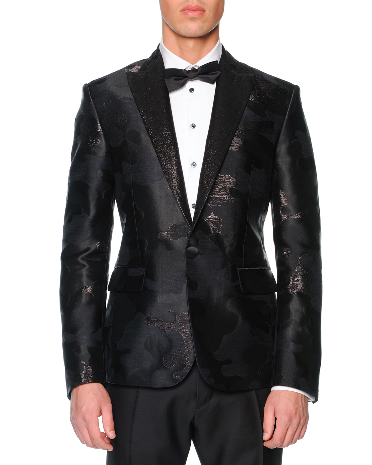 Dsquared² Beverly Hills Camo-Jacquard Tuxedo Jacket in Black for Men ...