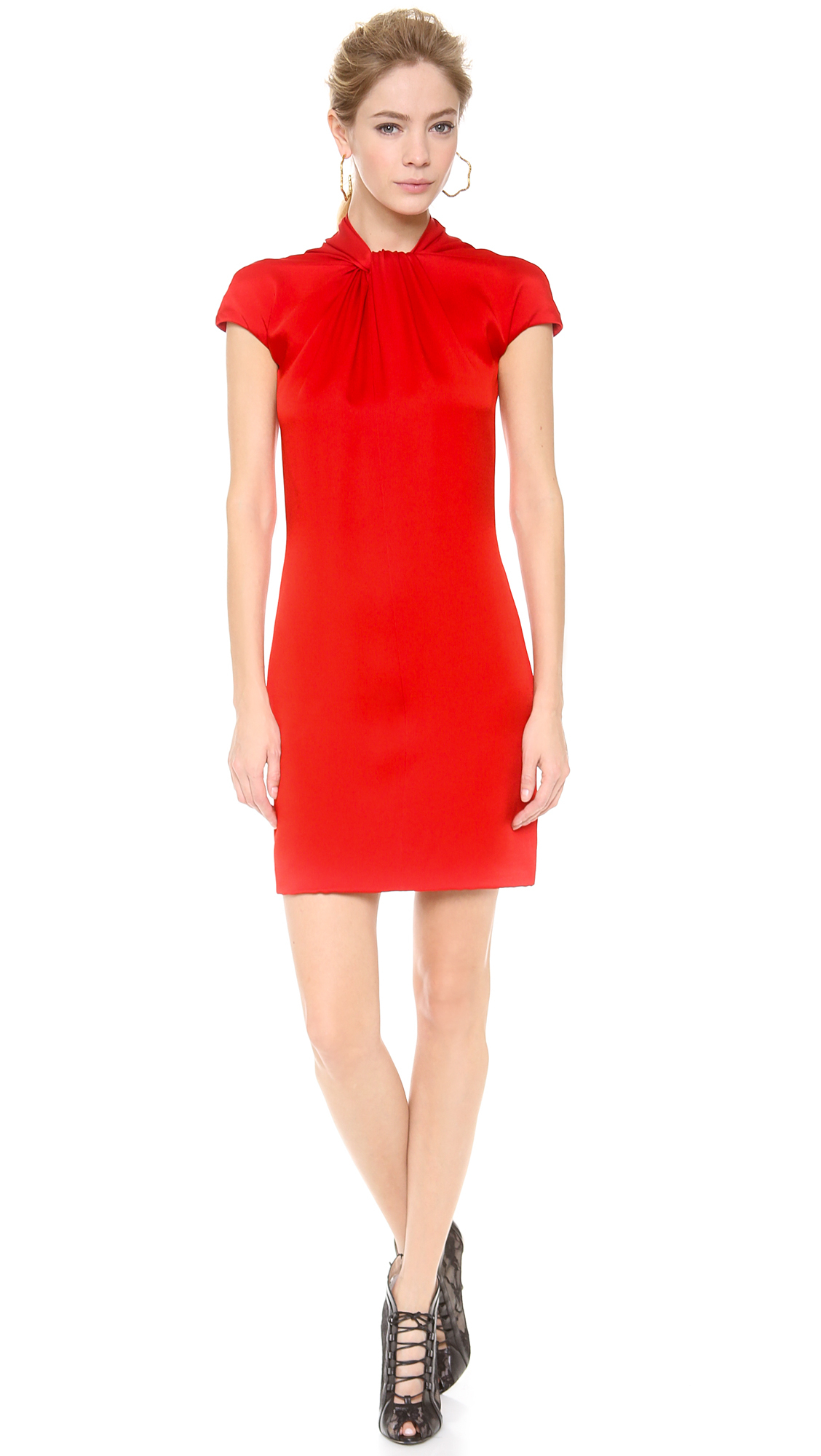 reem acra red gown