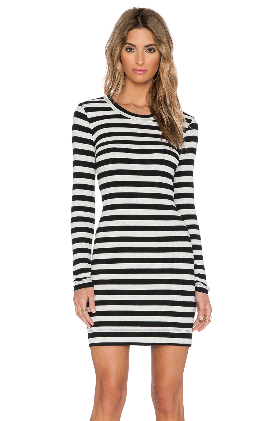 Lyst Fifteen Twenty Long Sleeve Stripe Dress In Blue