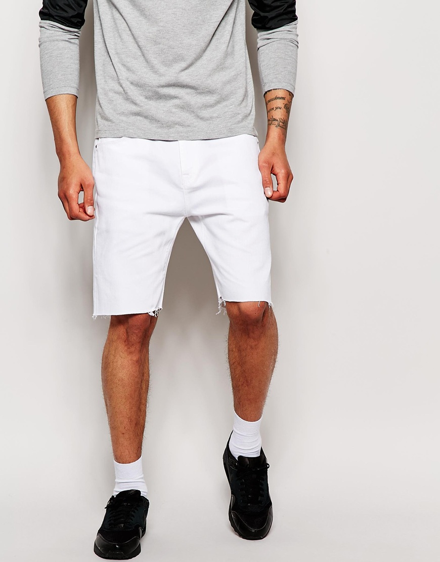 Denim white shorts men Denim white shorts men