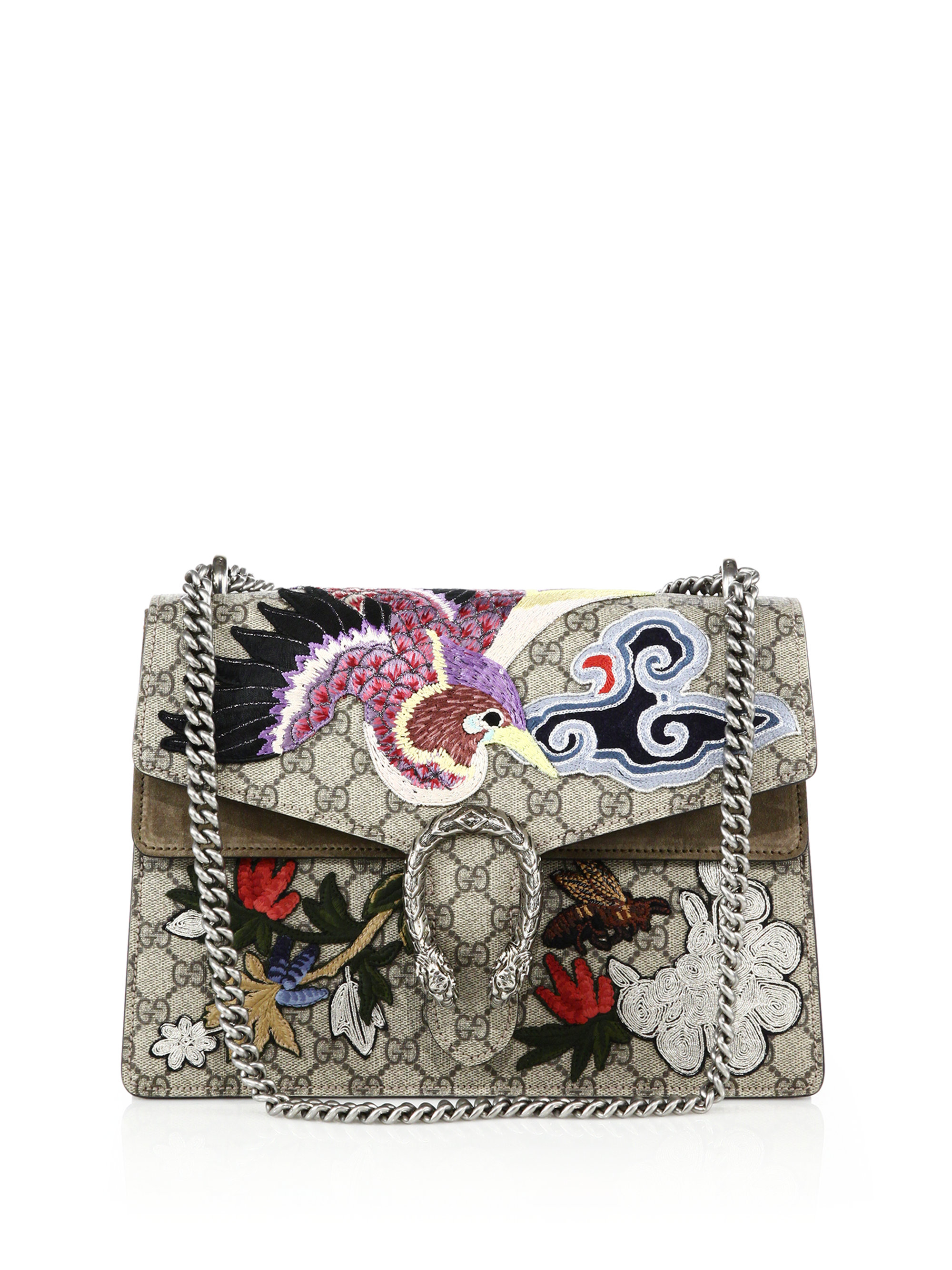Lyst - Gucci Dionysus GG Supreme Embroidered Canvas Shoulder Bag