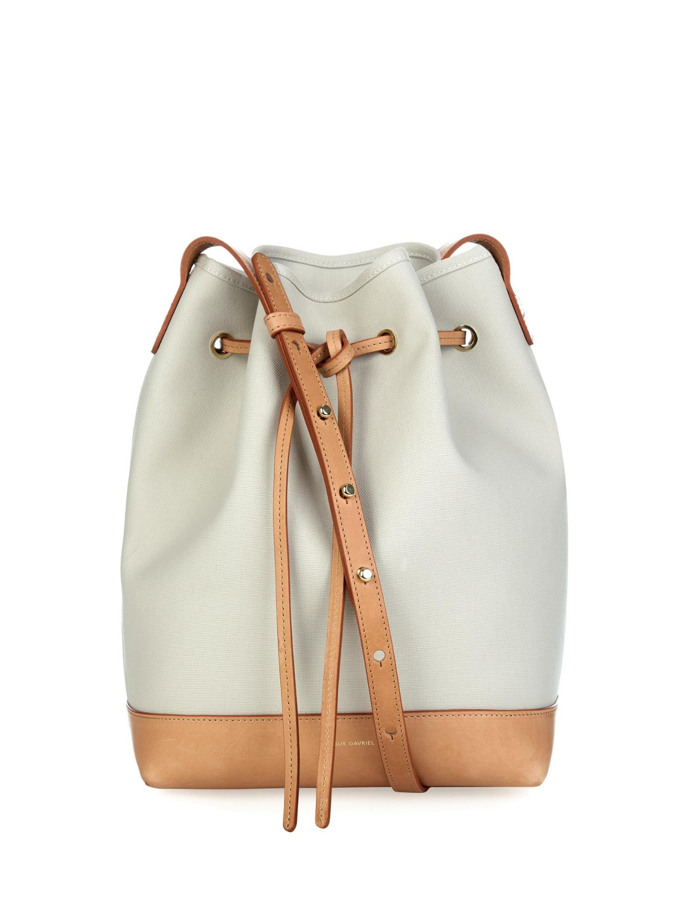 Mansur Gavriel Large Canvas And Leather Bucket Bag in White - Lyst