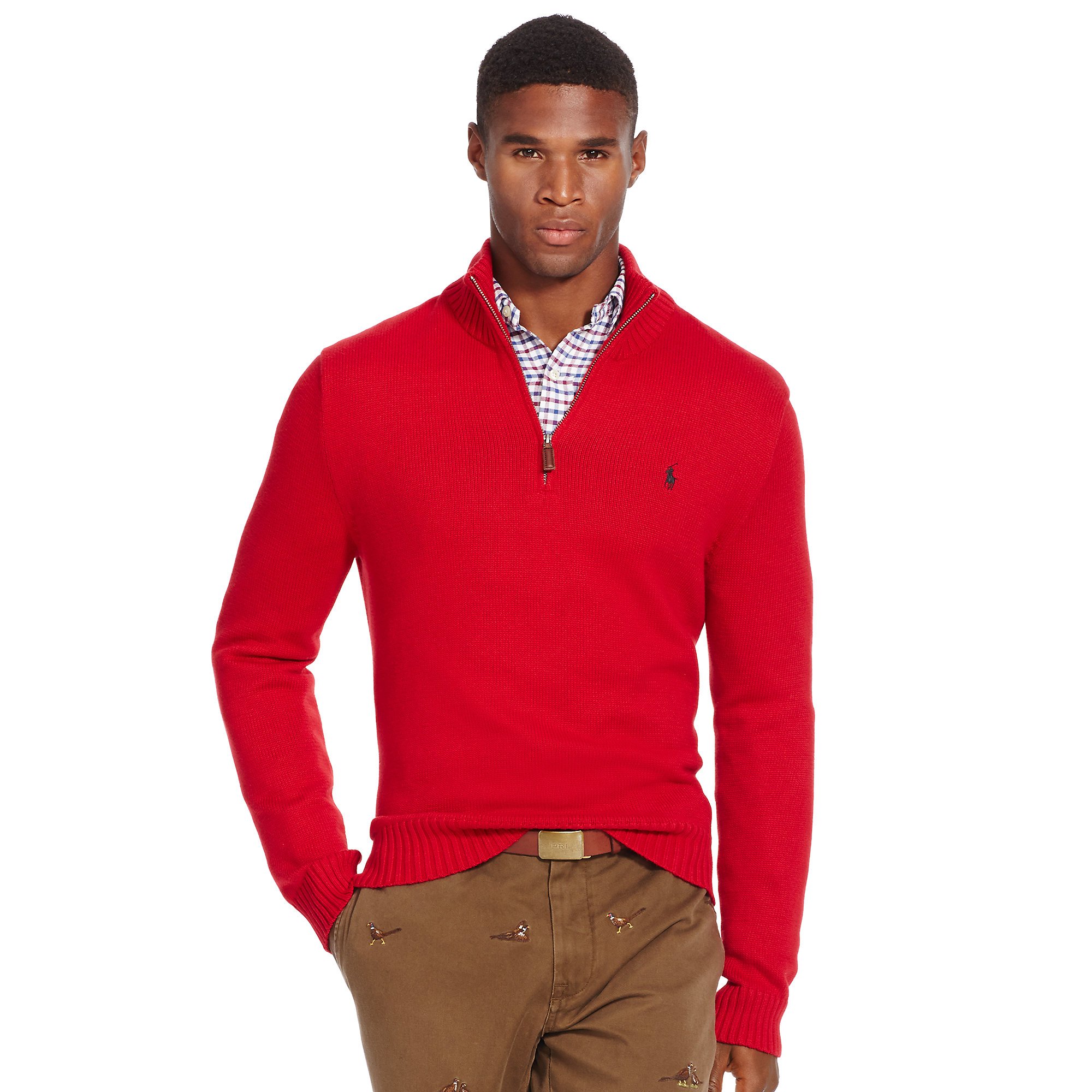 Polo Ralph Lauren Half-zip Cotton Sweater in Red for Men (bristol red ...
