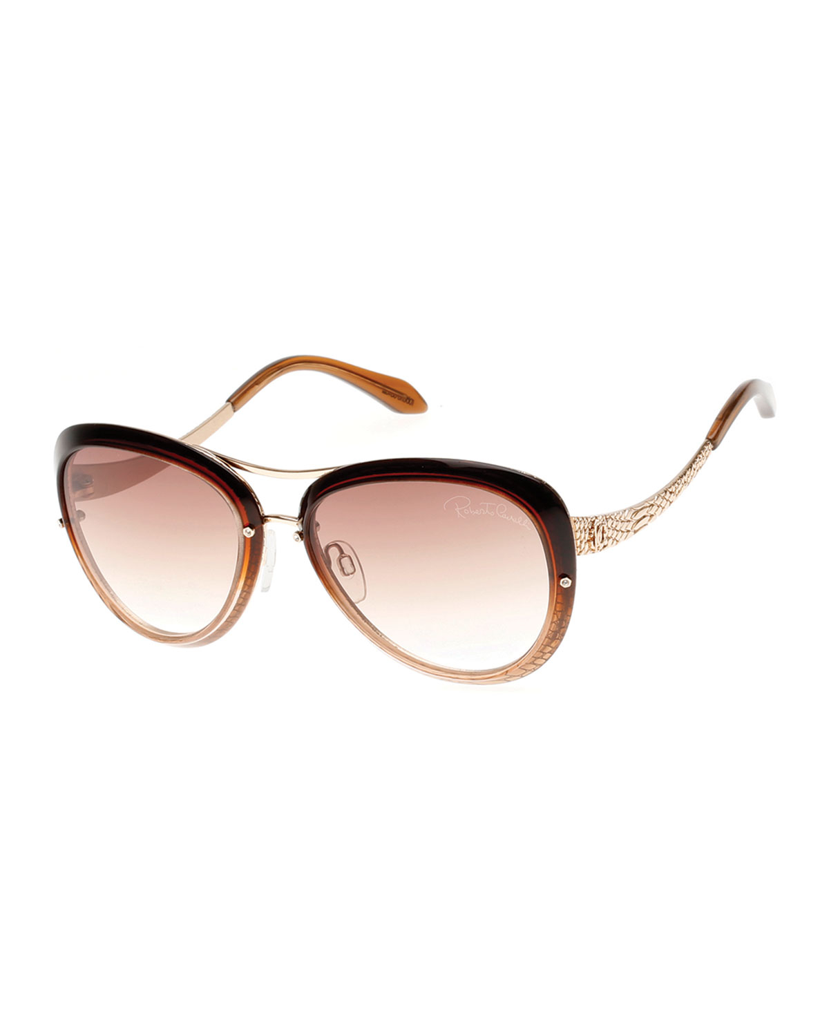 roberto cavalli brownrose gold cat eye aviator sunglasses brown product 1 408163288 normal