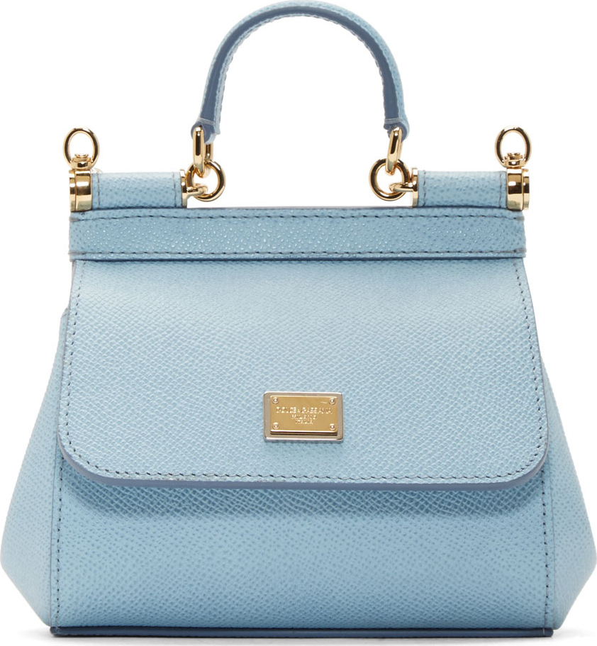 Lyst - Dolce & Gabbana Blue Leather Miss Sicily Mini Shoulder Bag in Blue