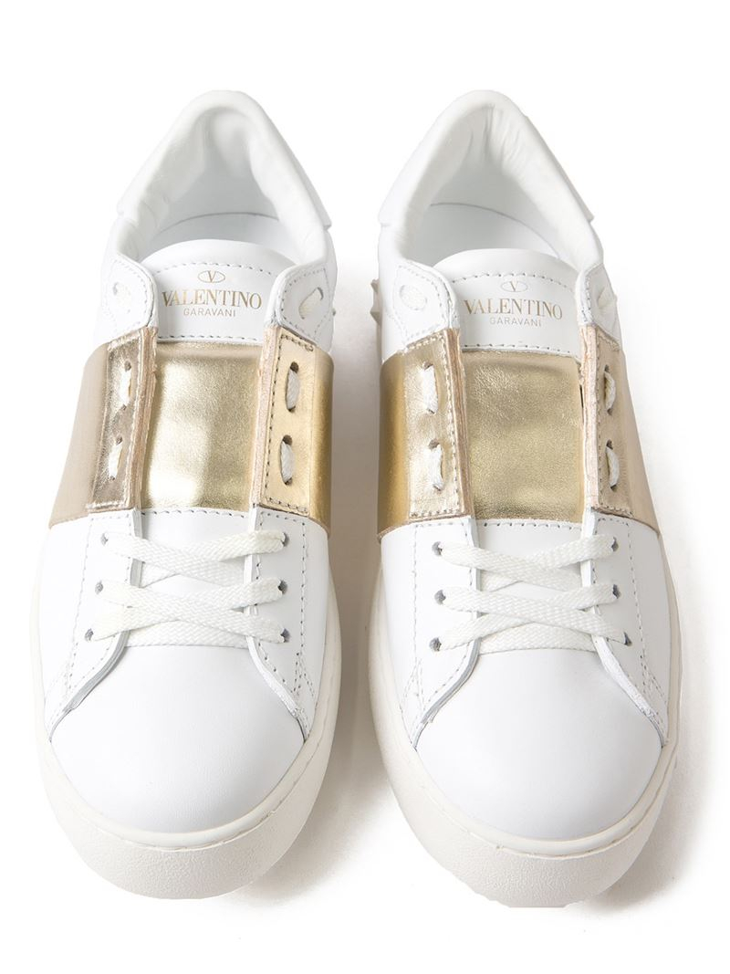 valentino sneakers gold and white