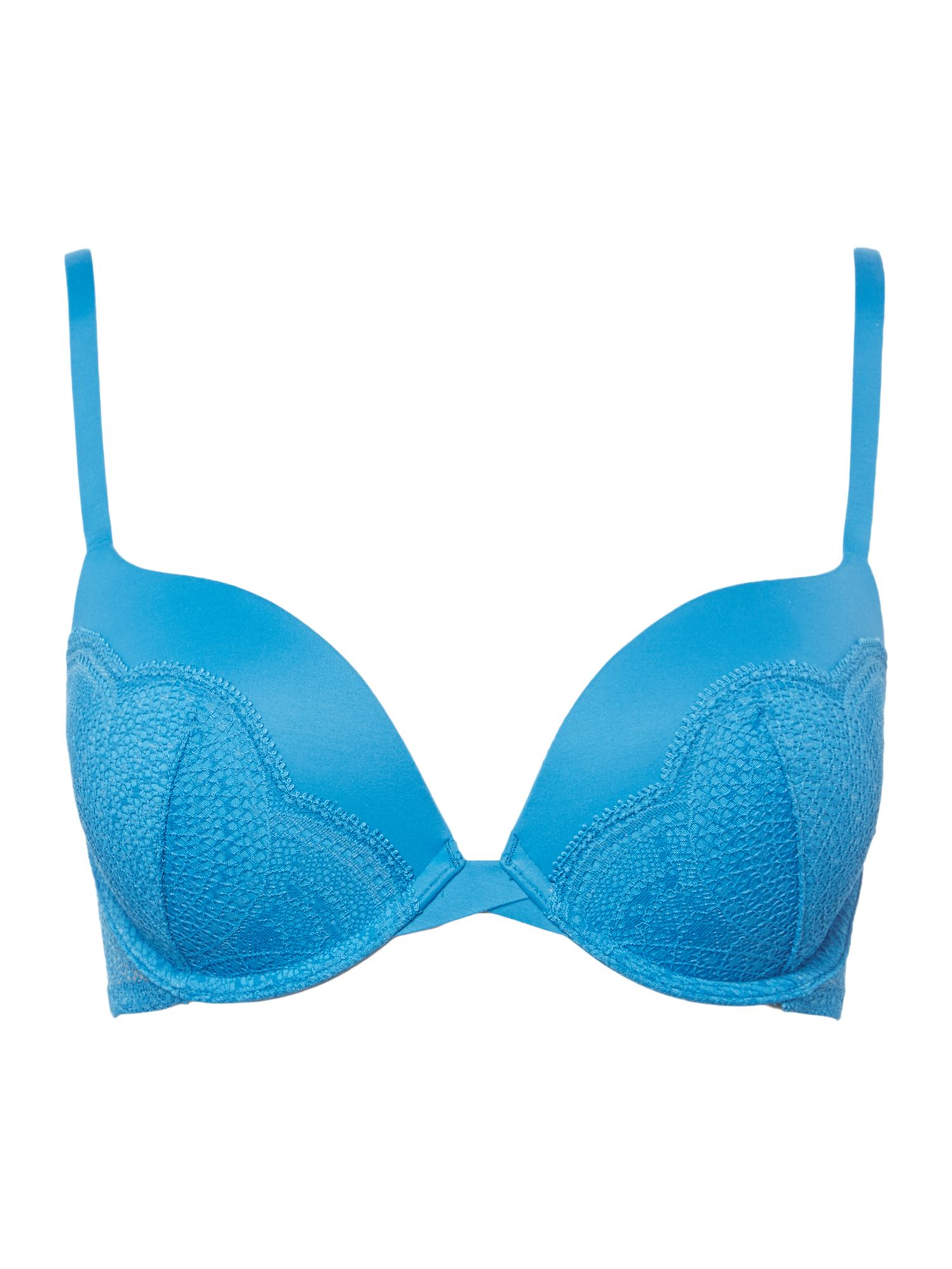 Calvin Klein Perfectly Fit With Lace Memory Touch Push Up Bra In Blue Lyst 7627