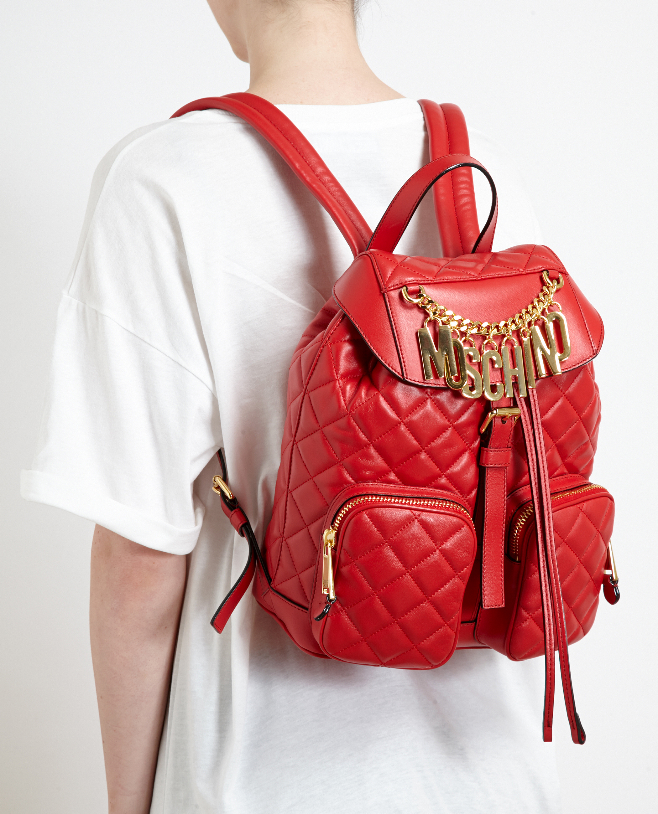 red moschino backpack