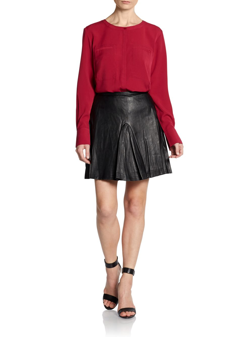 w118 by walter baker faux leather flip skirt in black lyst w118 by walter baker faux leather flip skirt in black lyst
