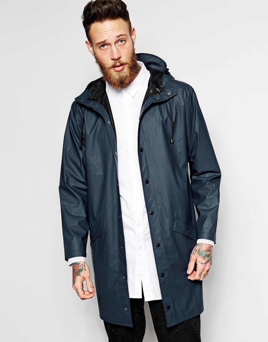 Rains Long Waterproof Jacket in Blue for Men - Lyst