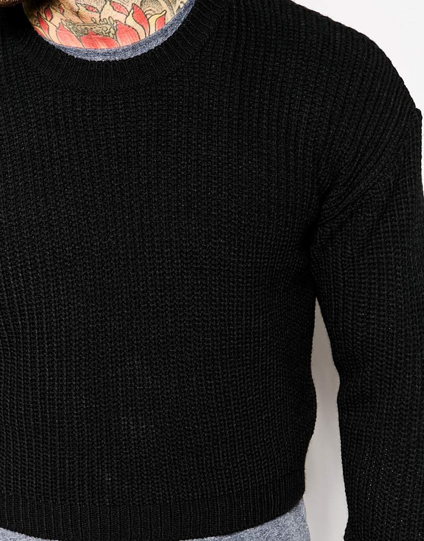 Lyst - Asos Cropped Sweater in Black for Men