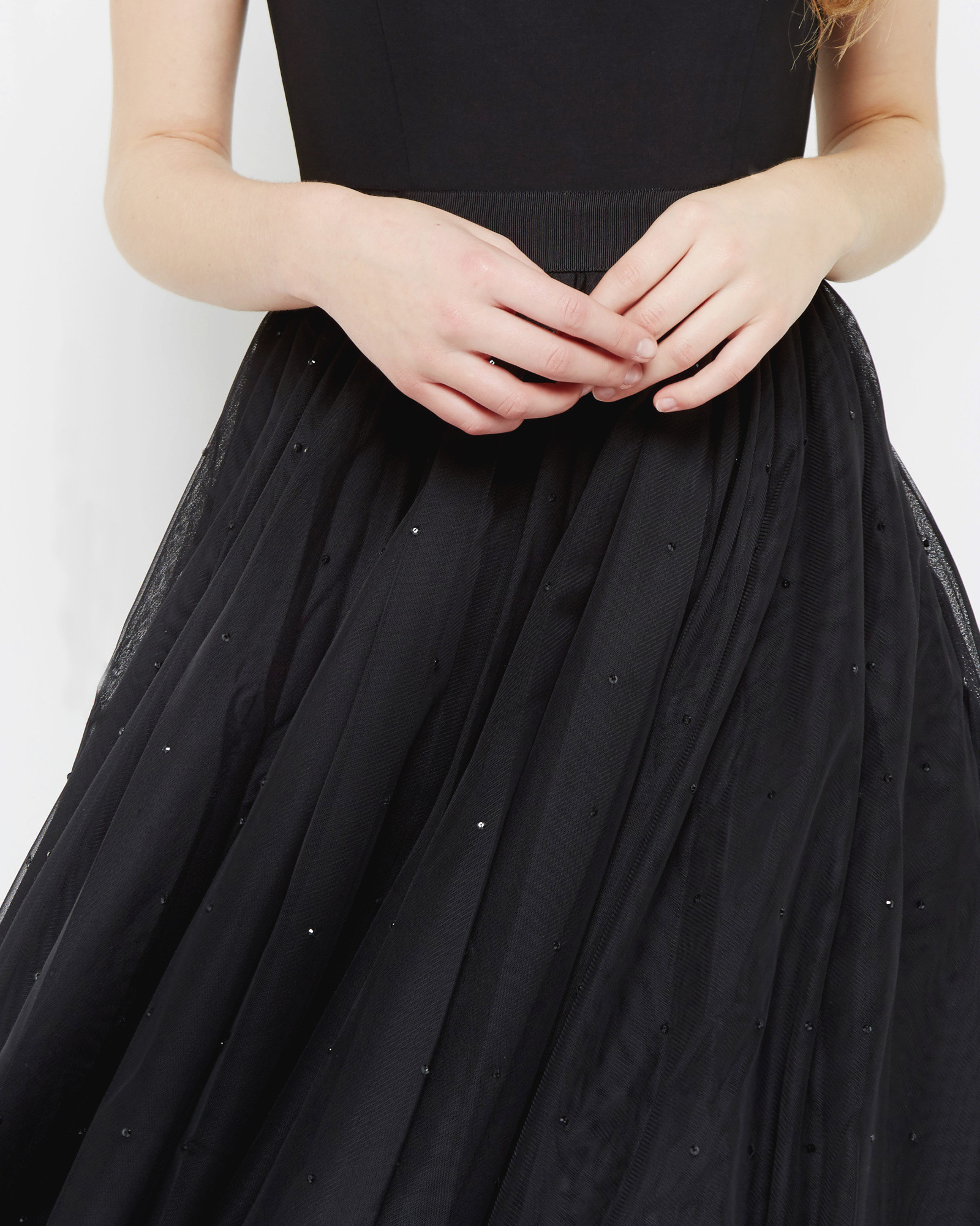 black dress with skirt