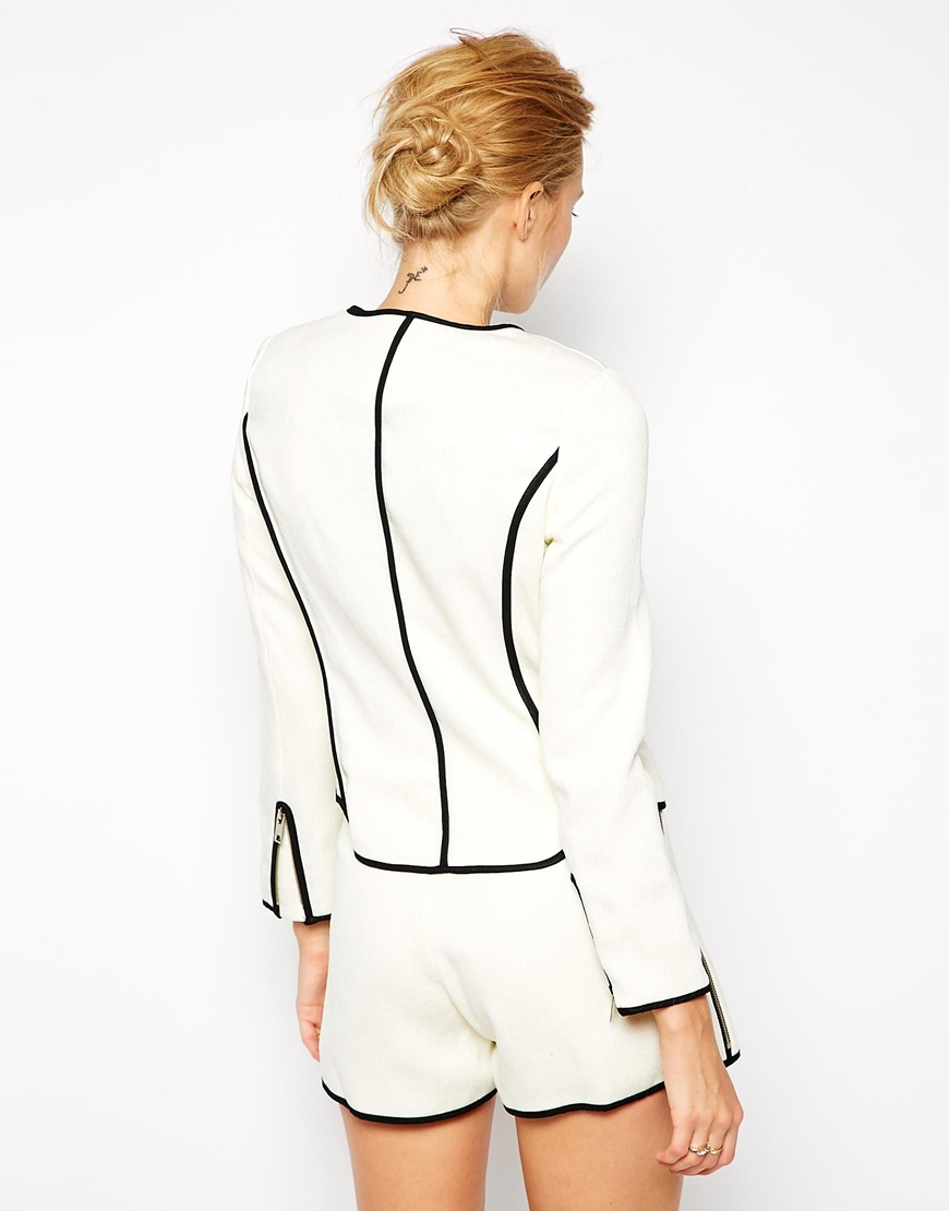 Lyst - Forever unique Adriana Short Suit Set With Contrast Piping in White