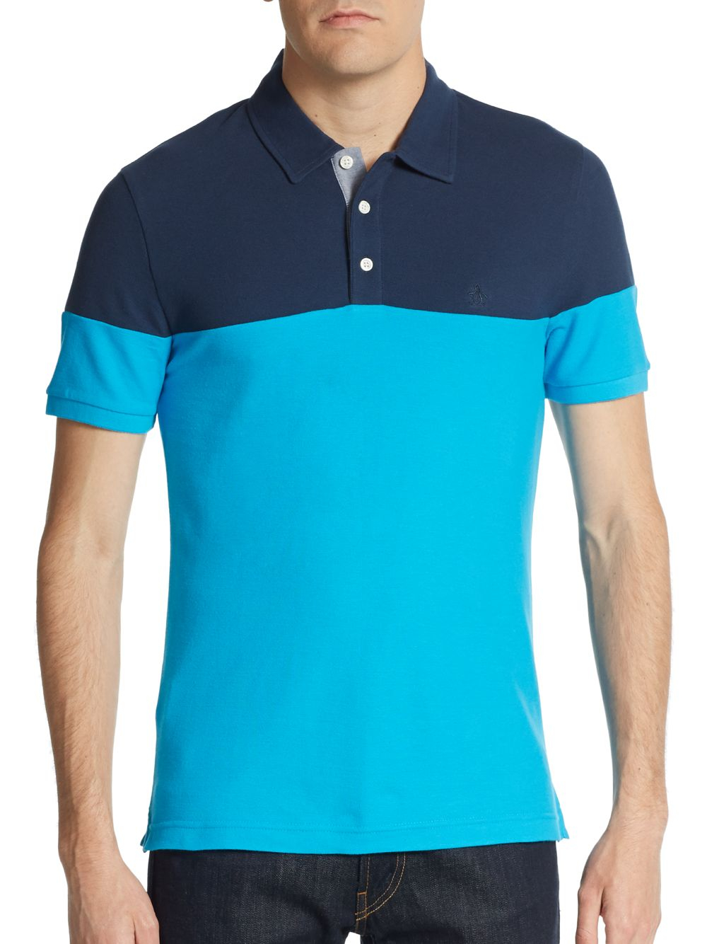 Original penguin Colorblock Cotton  Polo  Shirt  in Blue for 