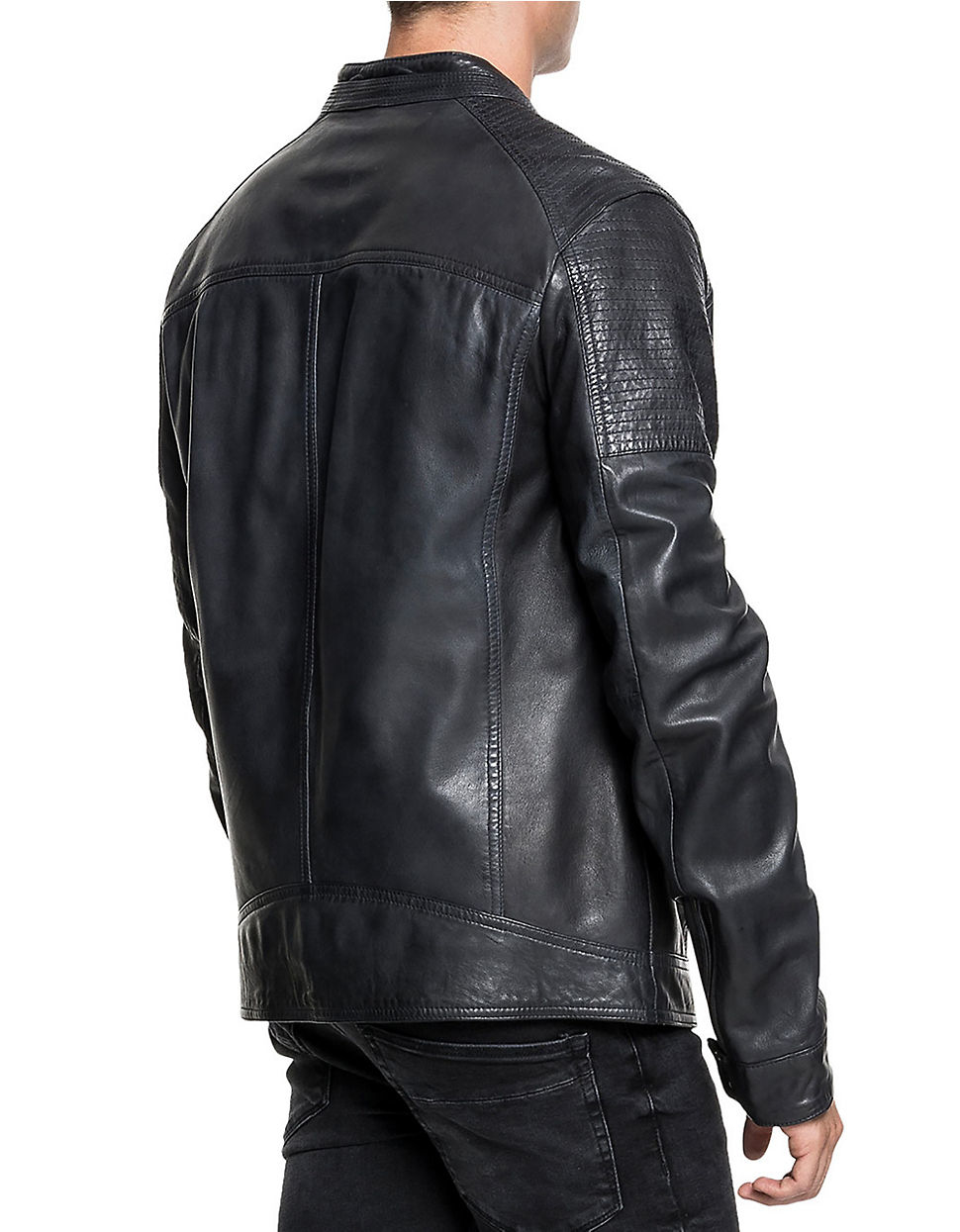 Lamarque Aaron Leather Moto Jacket In Black For Men Lyst Gallery