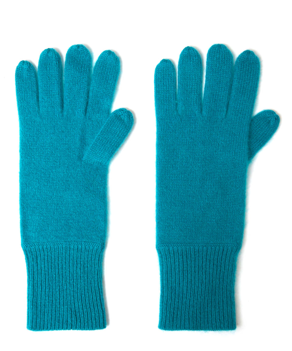 Lyst - Cash Ca Teal Milled Cashmere Gloves in Blue