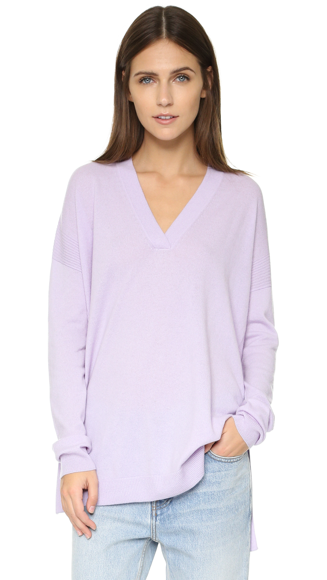 Vince Cashmere V Neck Sweater in Purple | Lyst
