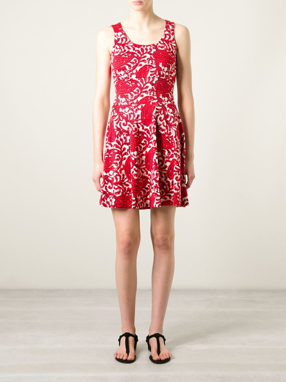 Lyst - MICHAEL Michael Kors Paisley-Print Flared Dress in Red