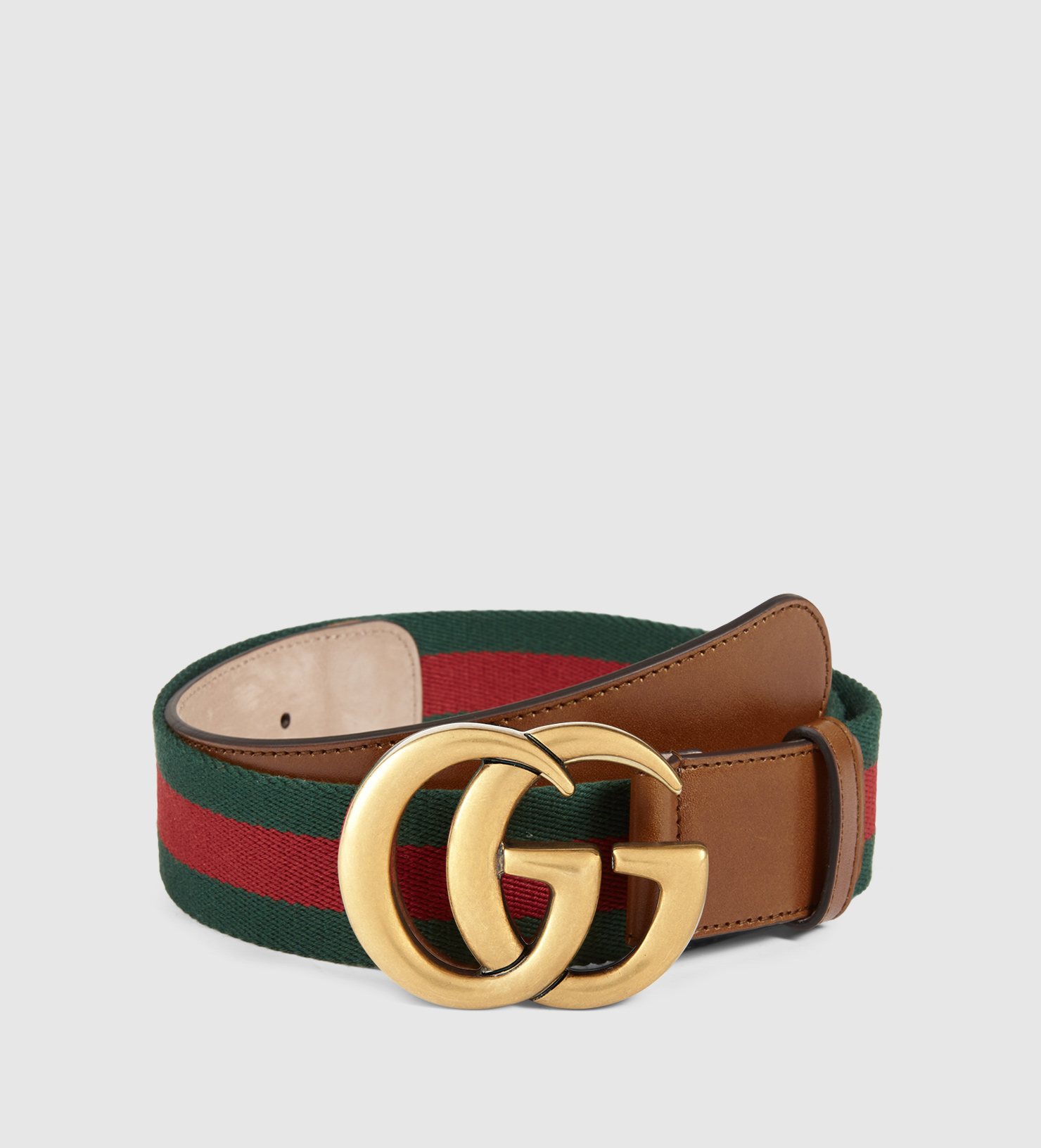Gucci Web Belt With Double G Buckle in Brown | Lyst