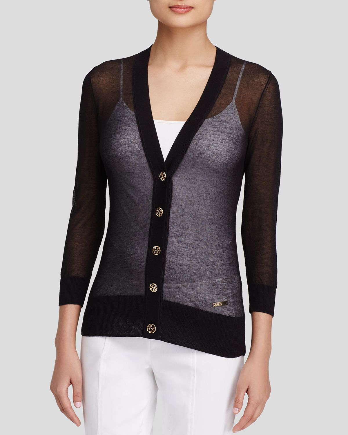 Lyst Tory Burch Cardigan Shrunken Simone In Black