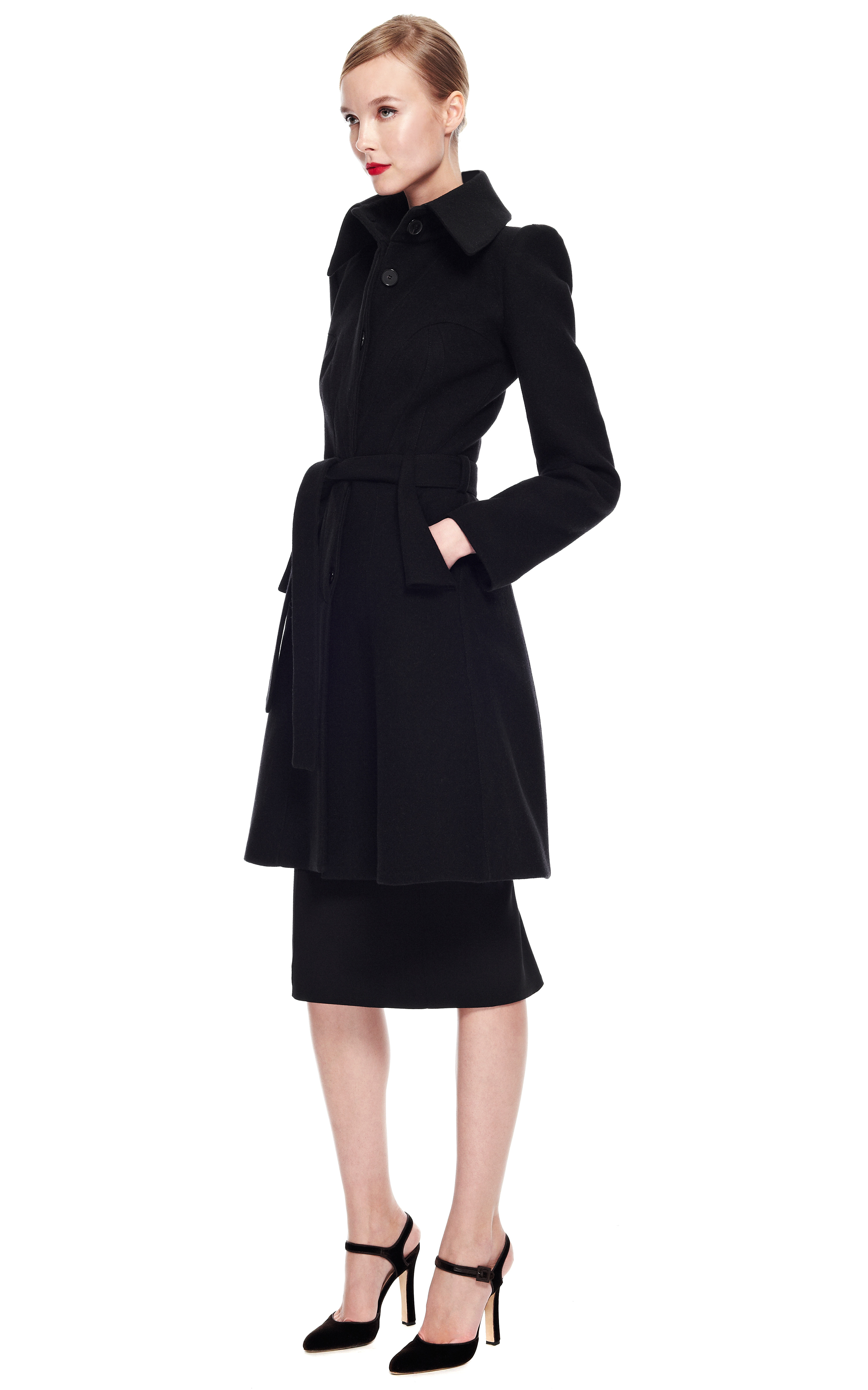 Zac posen Cashmere Wool Coating Dress Coat in Black | Lyst