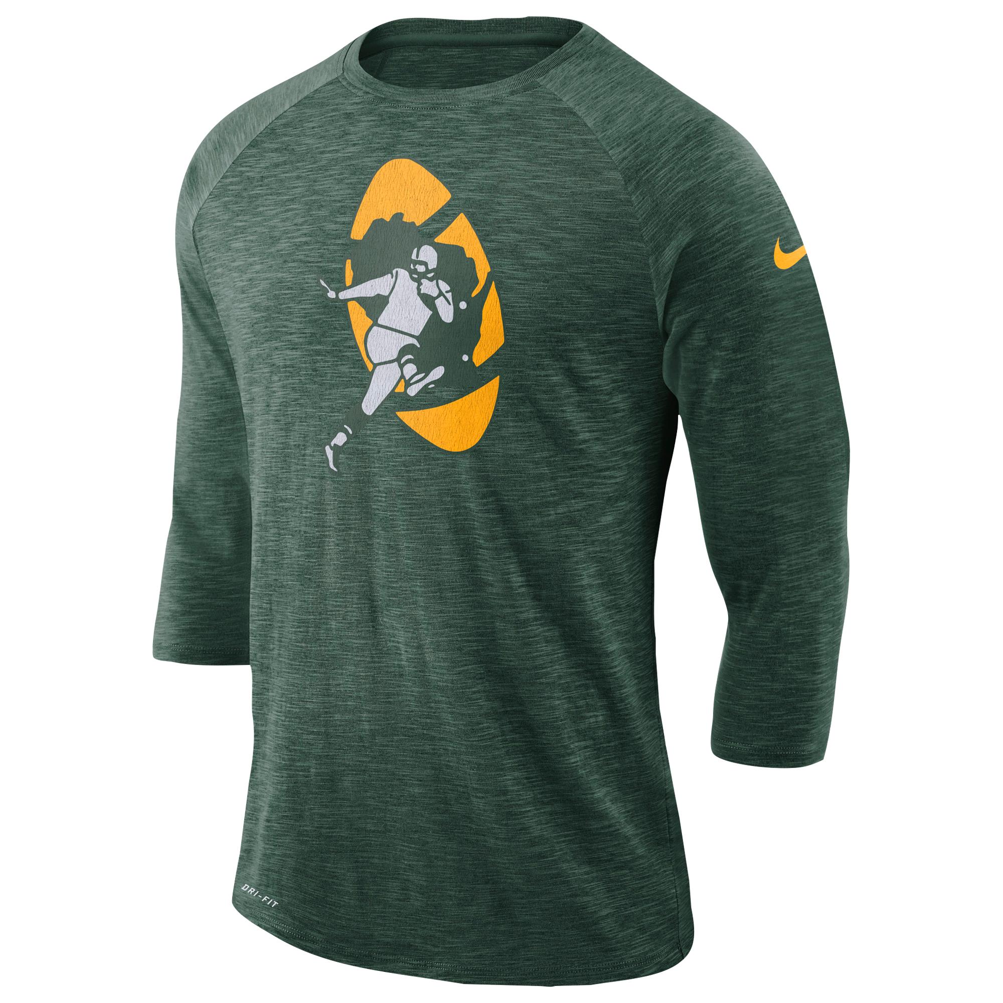 Nike Nfl Tri-blend Historic Crackle 3/4 T-shirt in Green for Men - Lyst