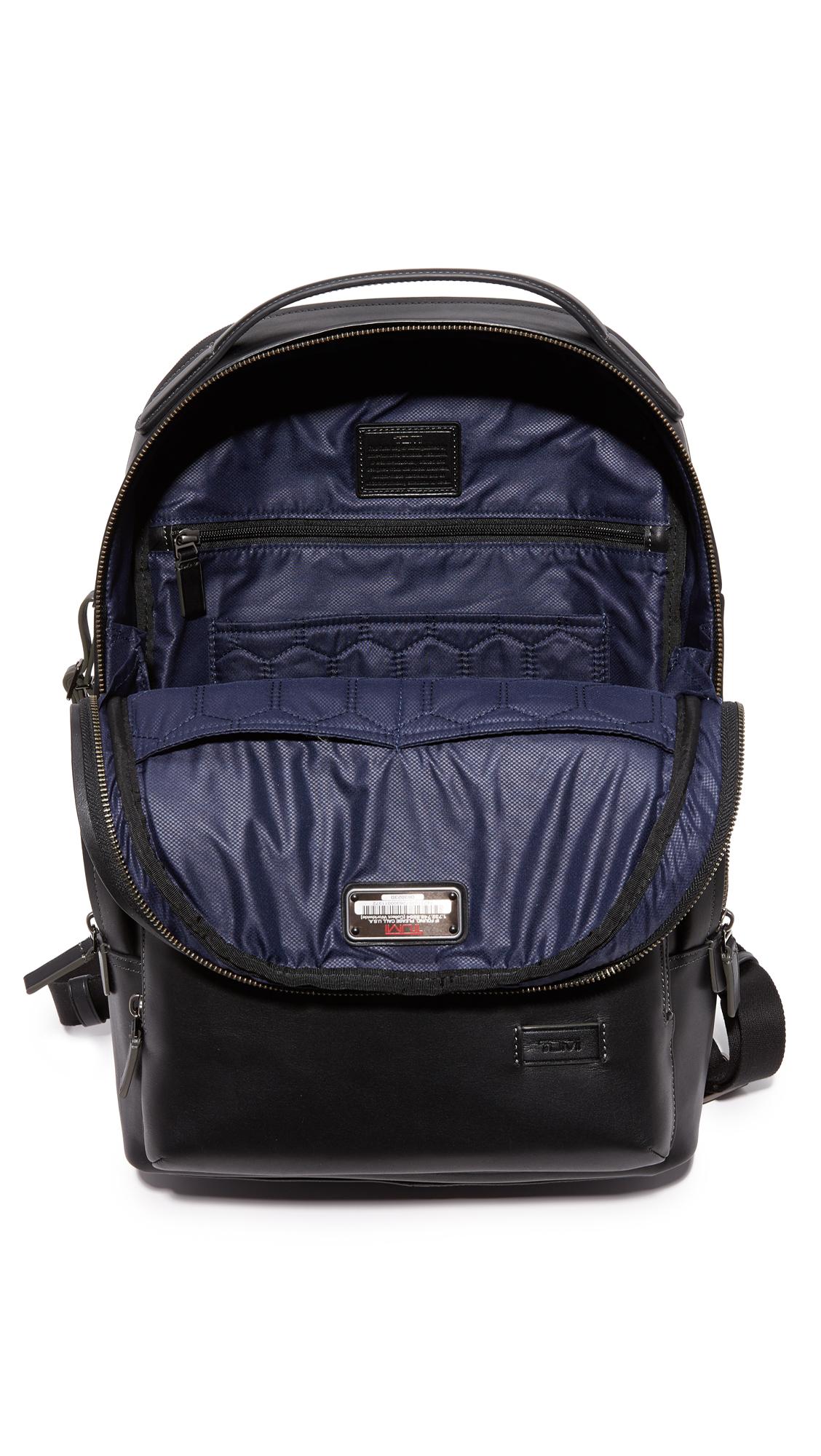 Tumi Harrison Leather Webster Backpack in Black for Men | Lyst