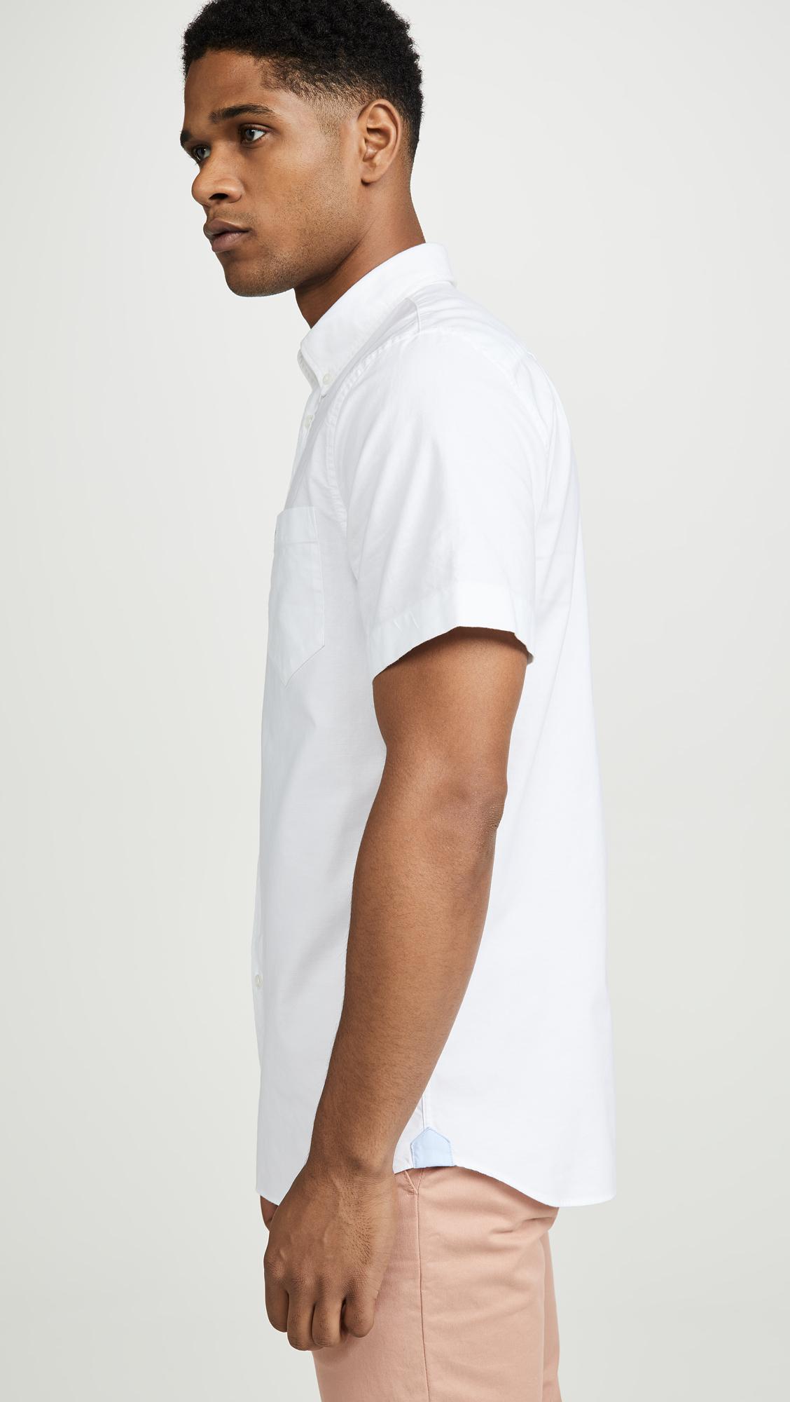 Lacoste Short Sleeve Button Down Oxford Shirt in White for Men - Lyst