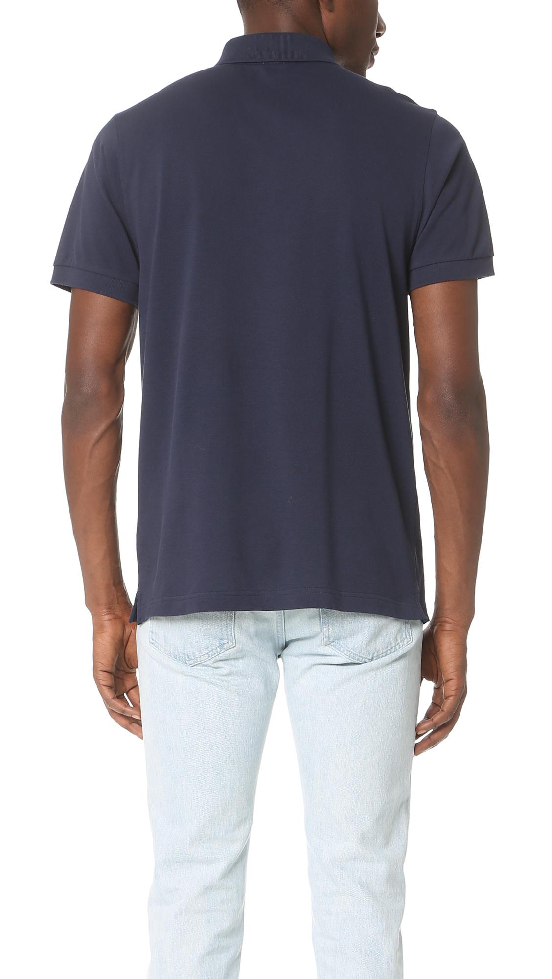 Download Lyst - Sunspel Short Sleeve Pique Polo Shirt in Blue for Men