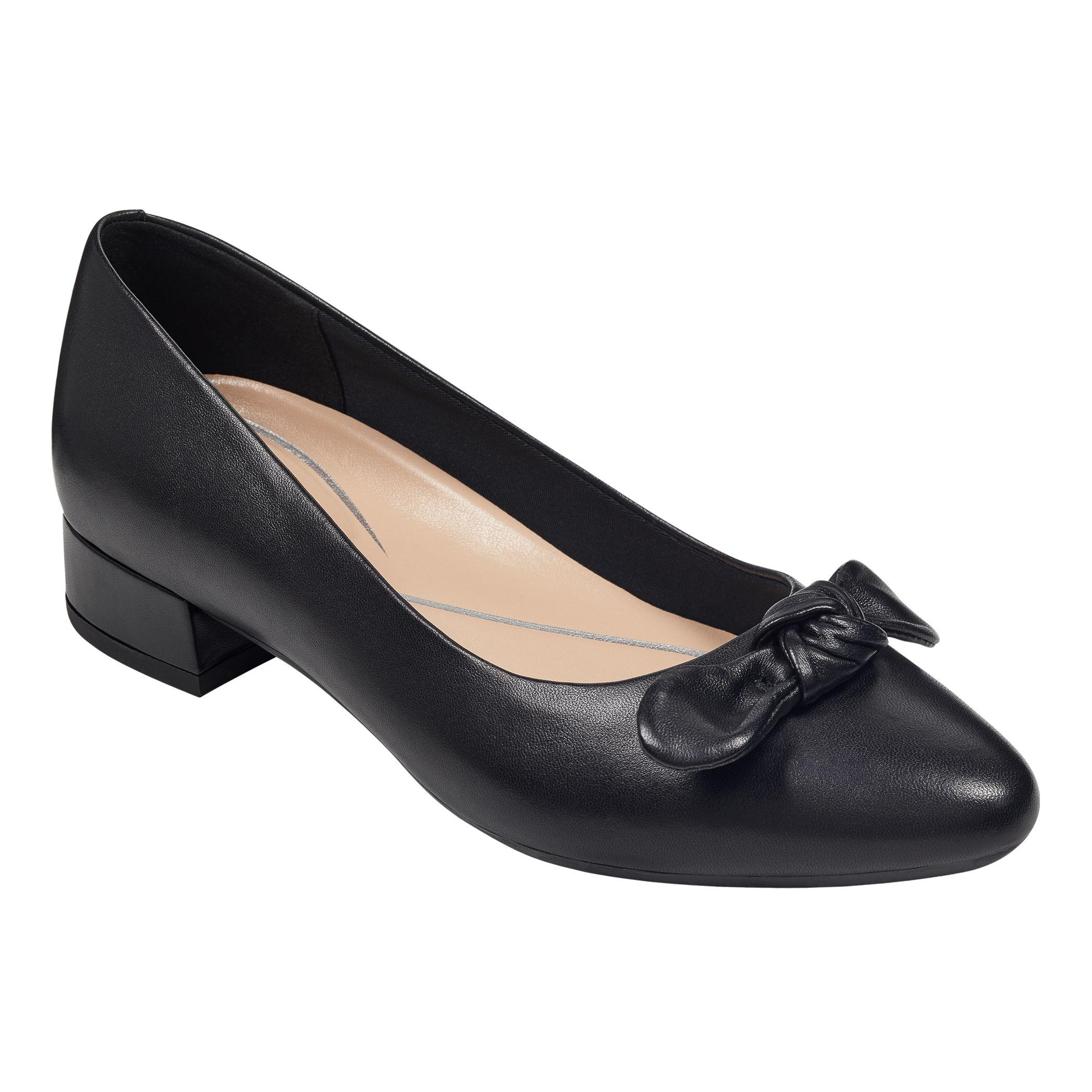 Easy Spirit Calasee Leather Low Heel Dress Shoes In Black Leather