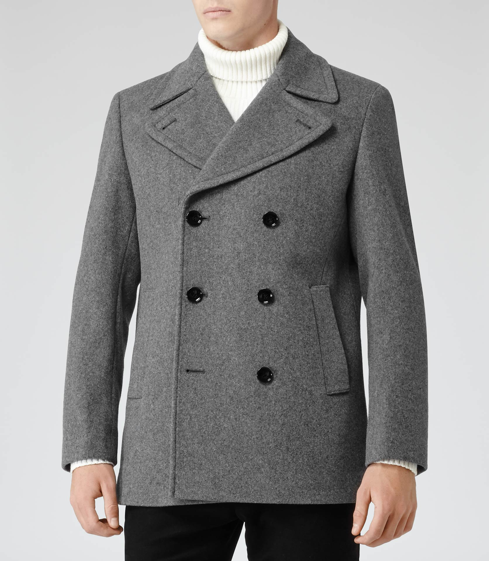 Lyst Reiss Military Double Breasted Coat in Gray for Men